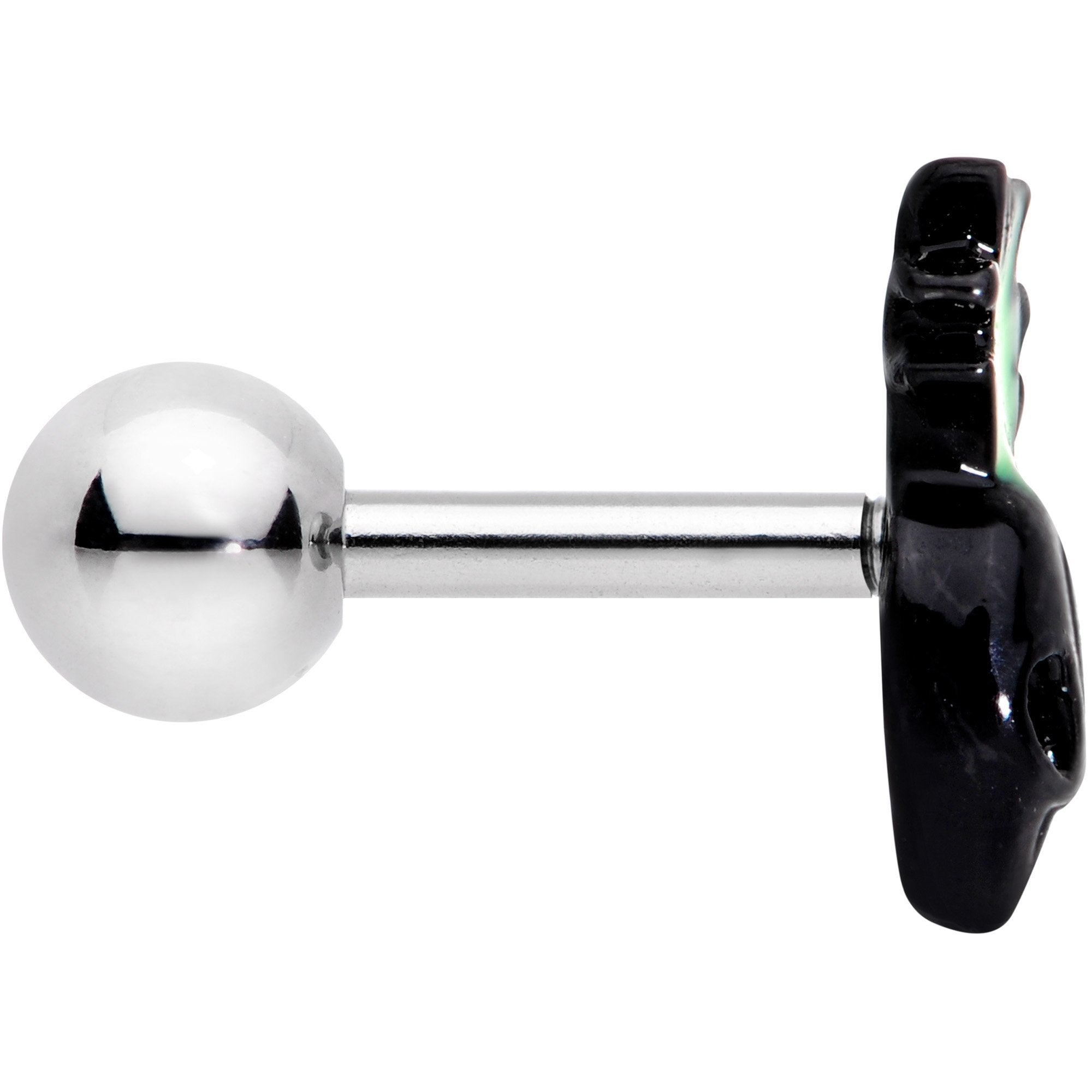 16G 1/4 Green Black Pineapple Alien Cartilage Tragus Earring