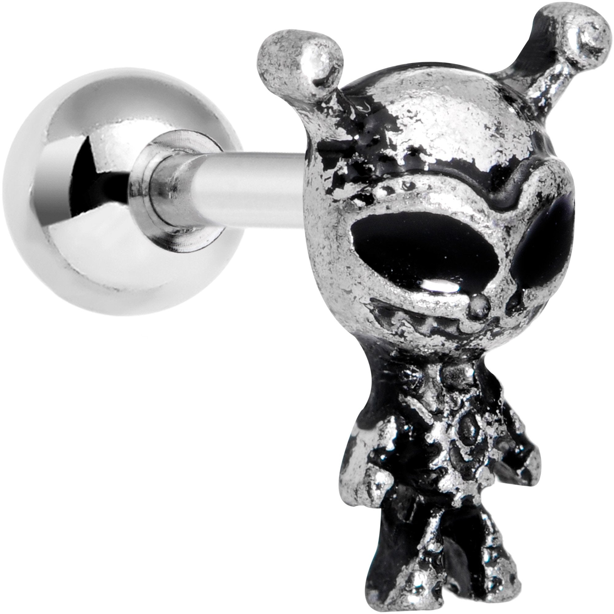 16G 1/4 Sweet Black Eyed Alien Tragus Cartilage Earring