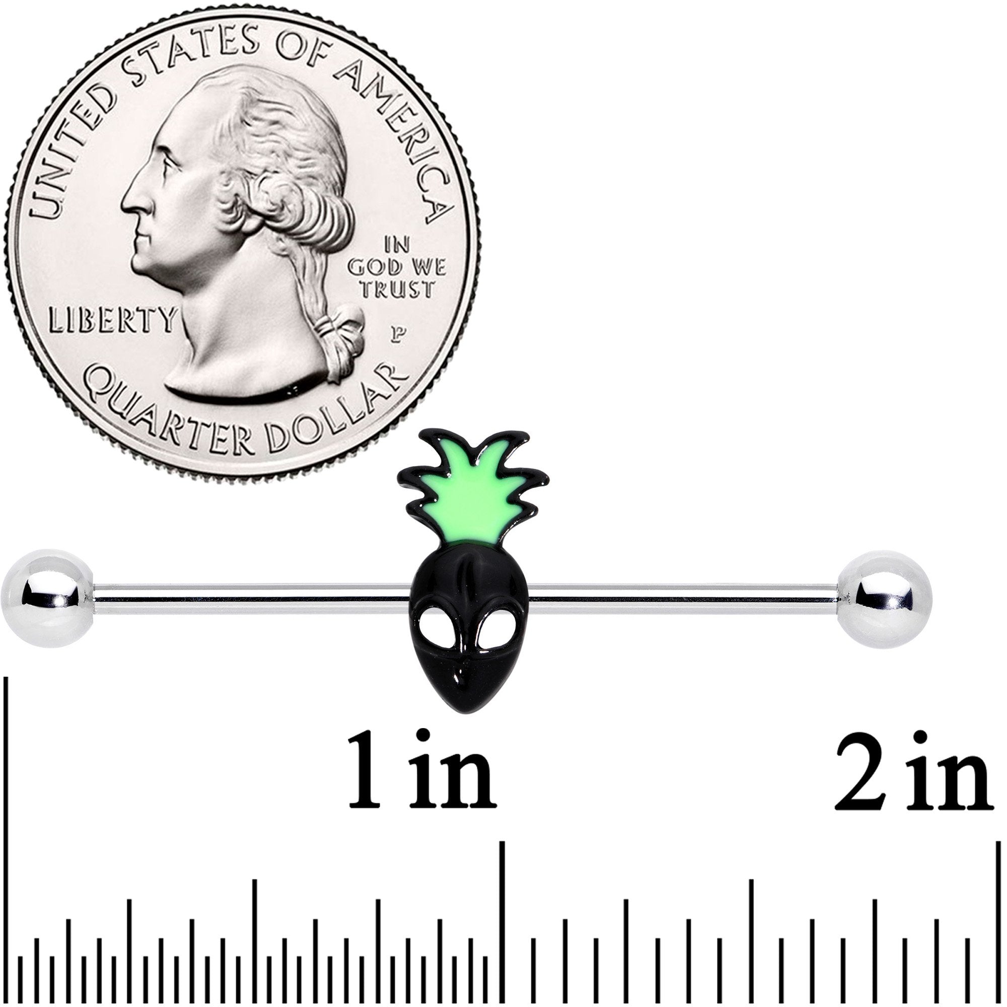 14G Green Black Sneaky Pineapple Alien 38mm