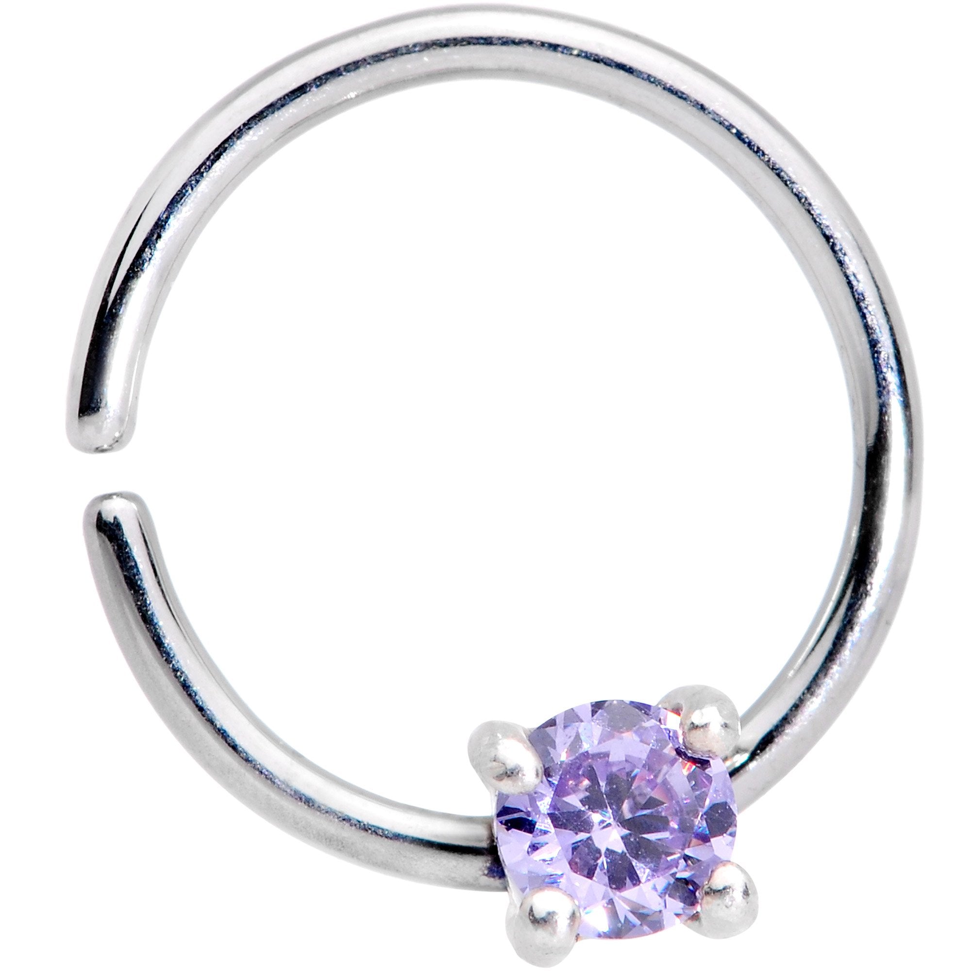 18G 5/16 Purple Gem 925 Sterling Silver Seamless Circular Ring
