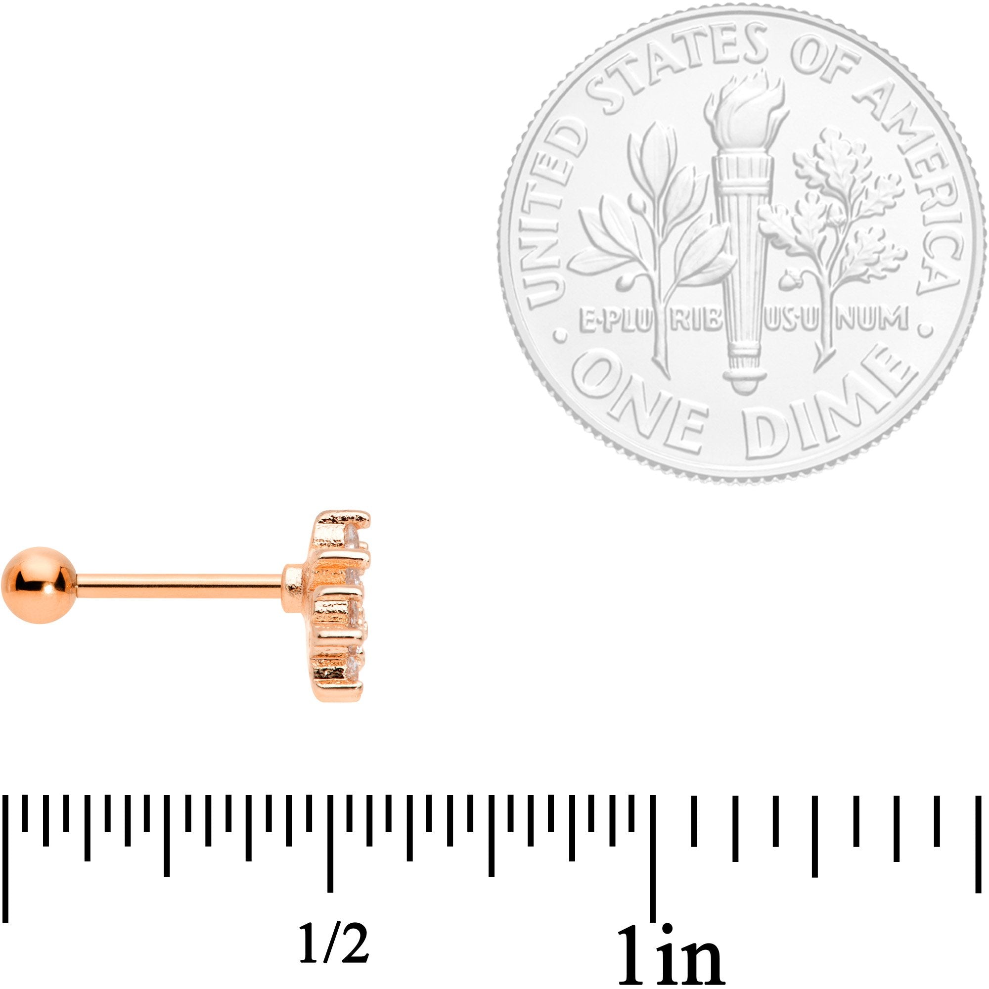 18G 5/16 Clear CZ Rose Gold Tone Flower Cartilage Tragus Earring