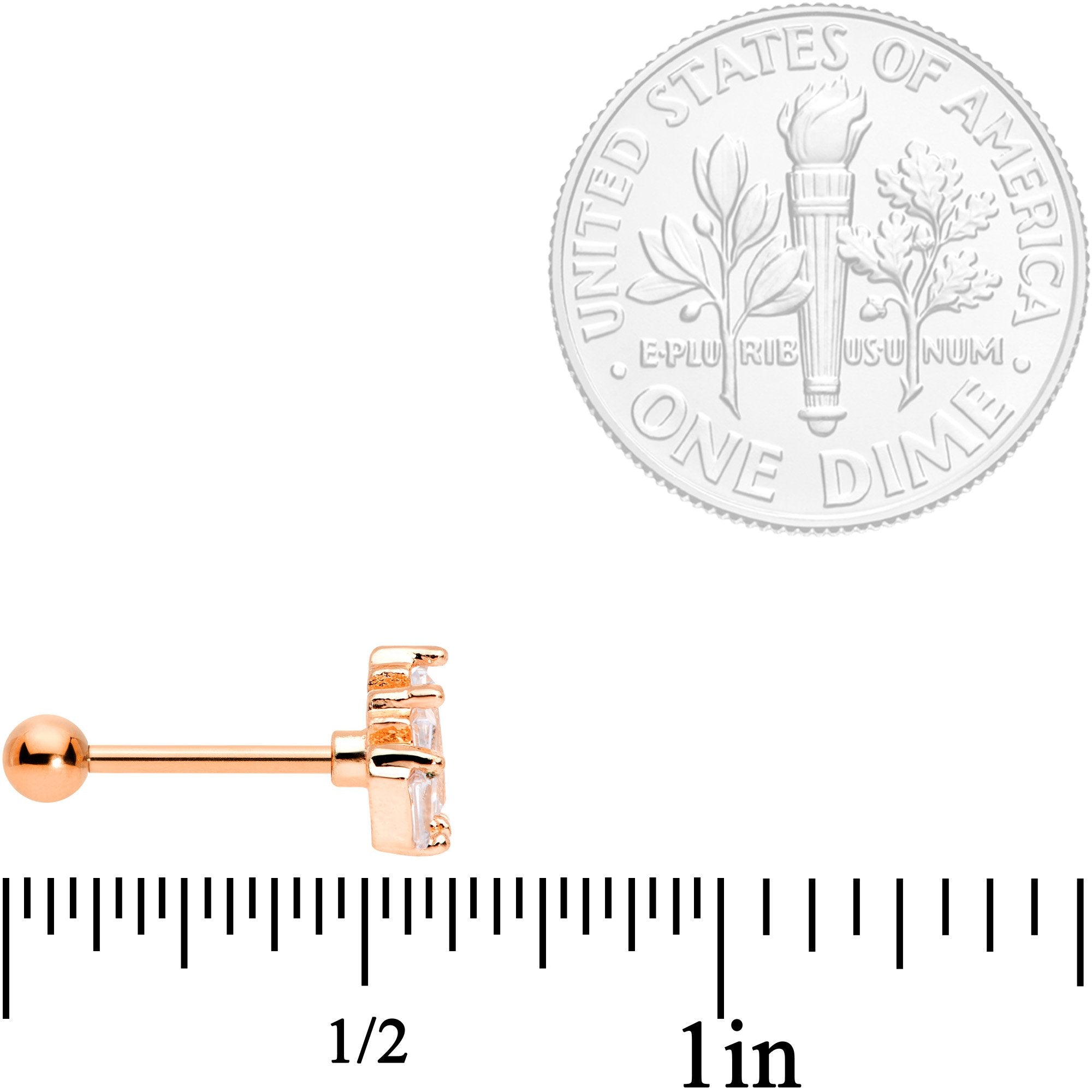 18G 5/16 Clear CZ Rose Gold Tone Crown Cartilage Tragus Earring