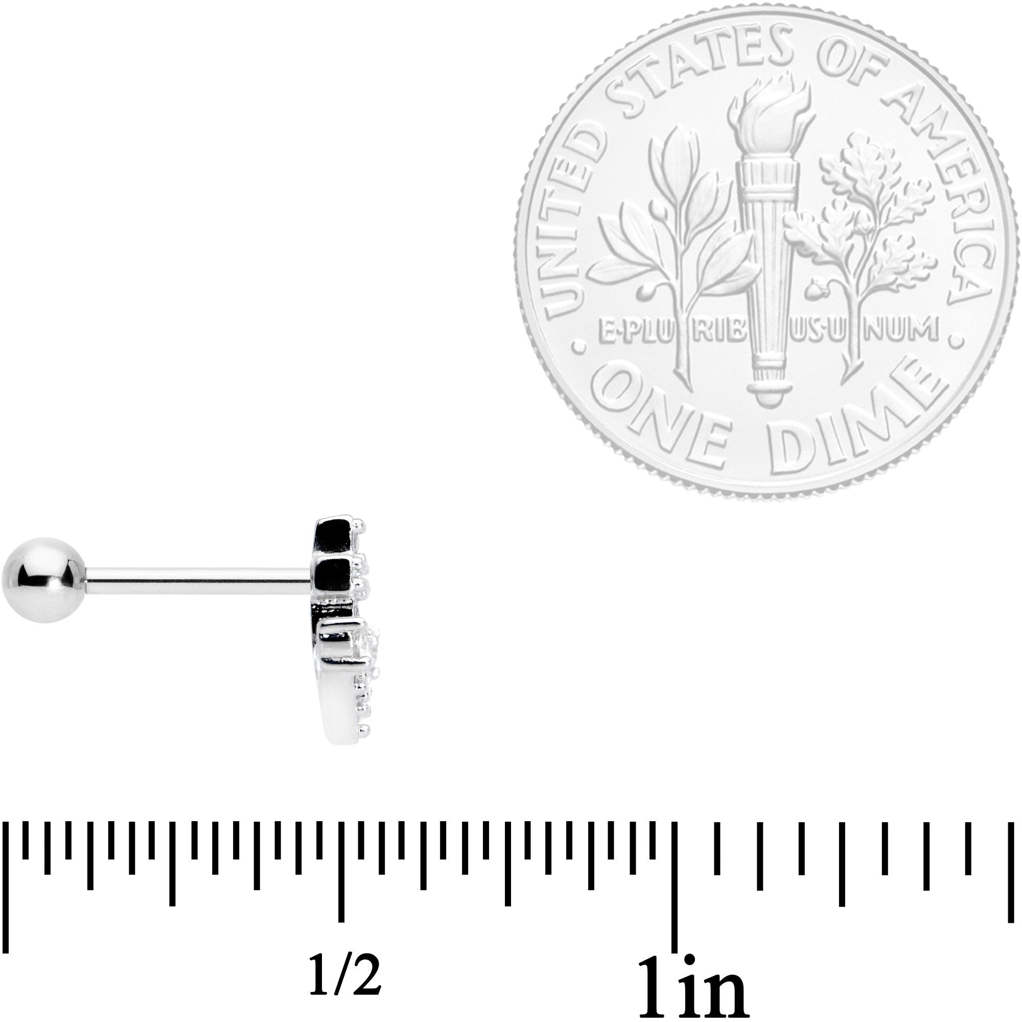 18G 5/16 Clear CZ Gem Nautical Anchor Cartilage Tragus Earring