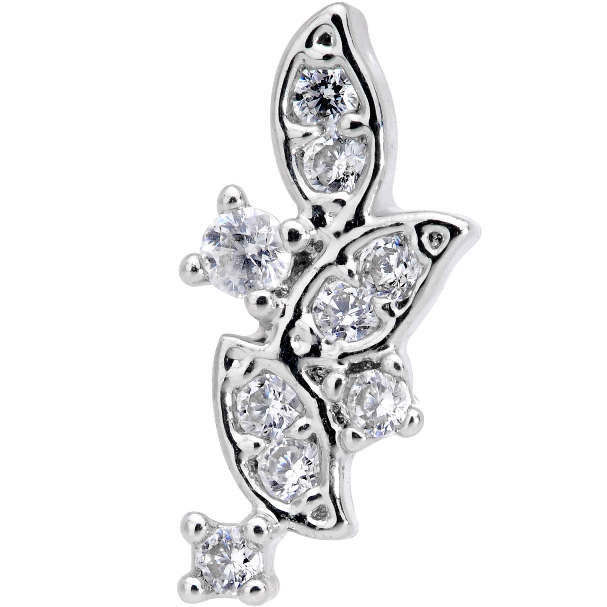 18G 5/16 Clear CZ Gem Leafy Flourish Cartilage Tragus Earring
