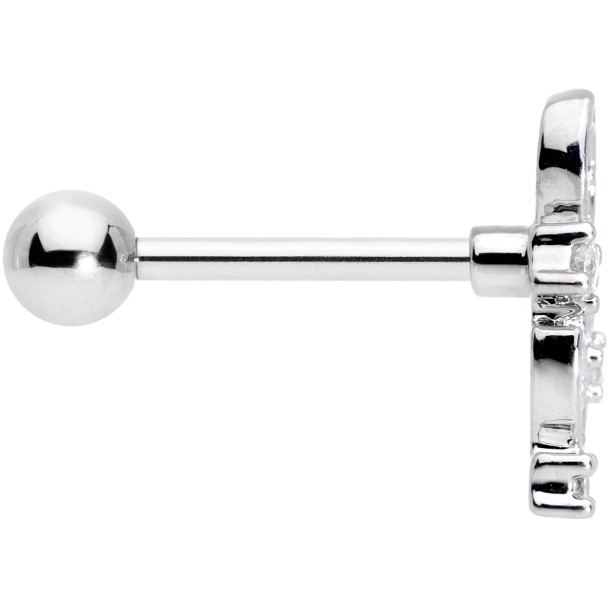 18G 5/16 Clear CZ Gem Leafy Flourish Cartilage Tragus Earring