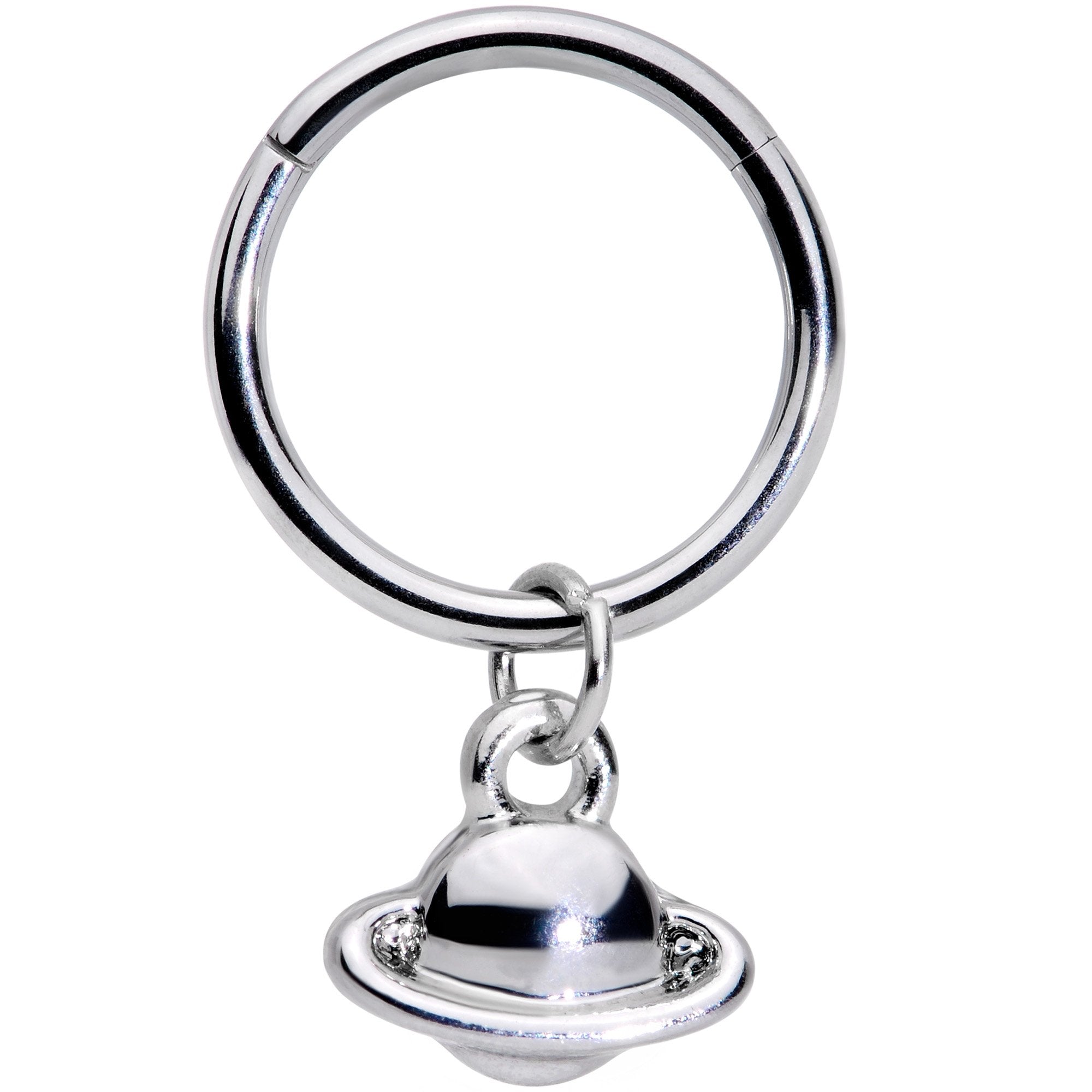 16G 3/8 Ringed Planet Saturn Dangle Hinged Segment Ring