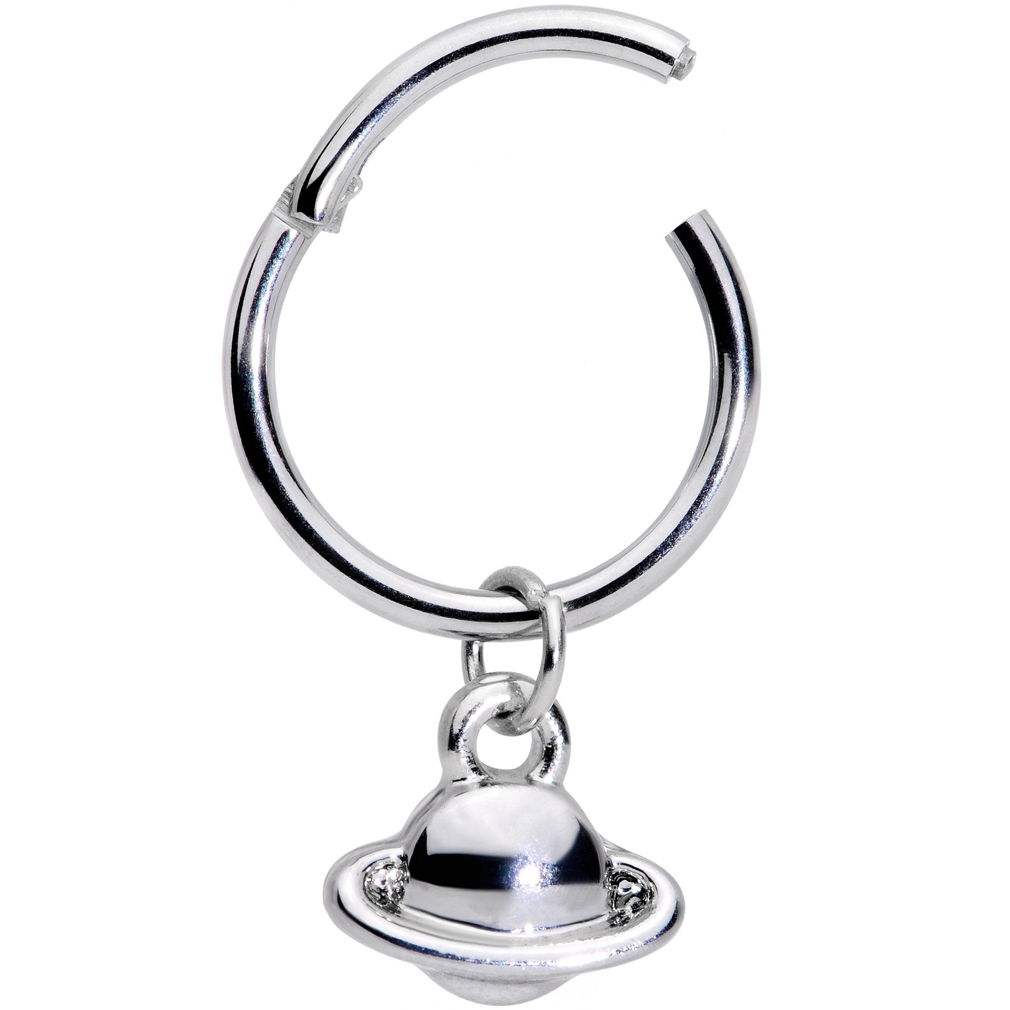 16G 3/8 Ringed Planet Saturn Dangle Hinged Segment Ring