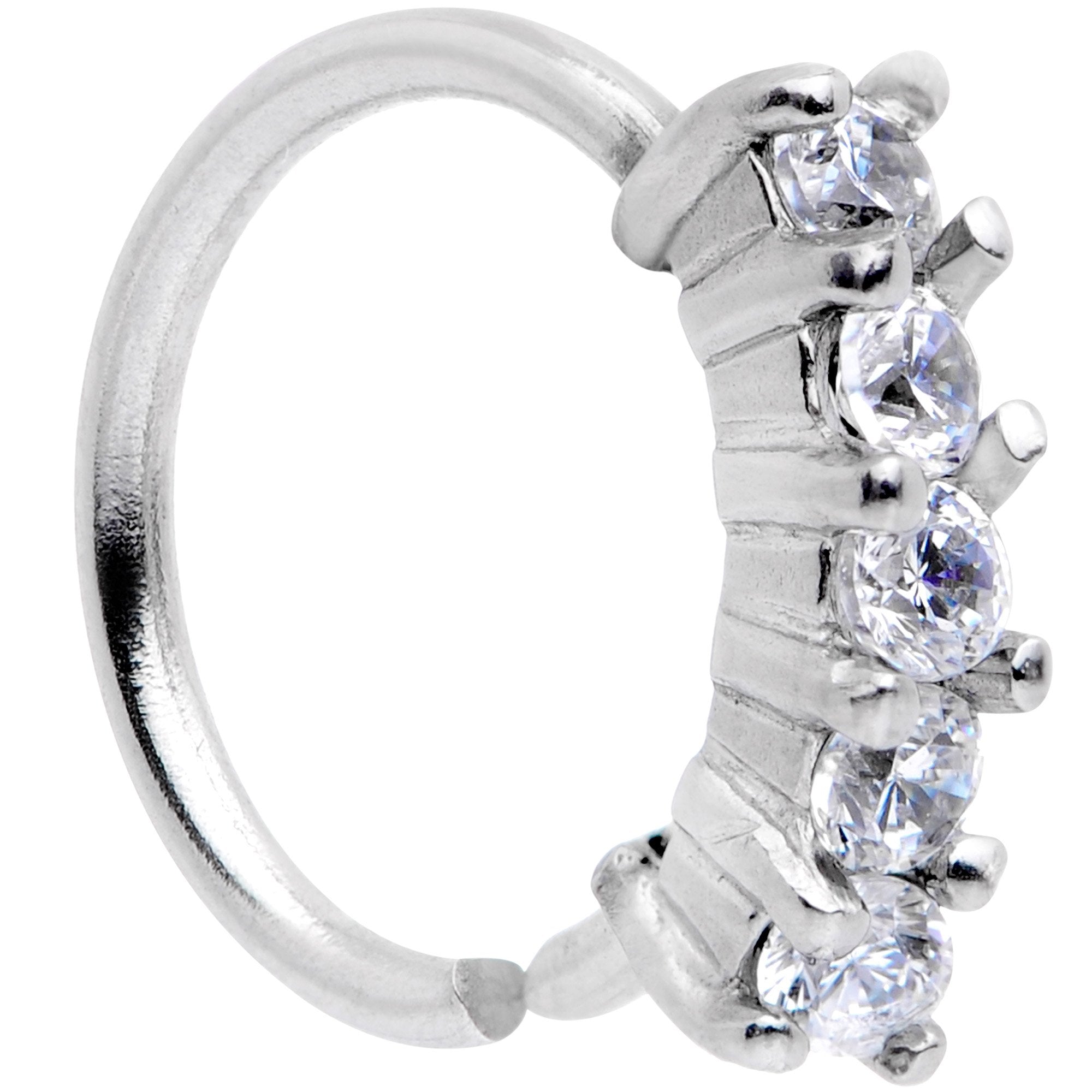 18G 5/16 Clear CZ Gem Crowning Glory Seamless Circular Ring