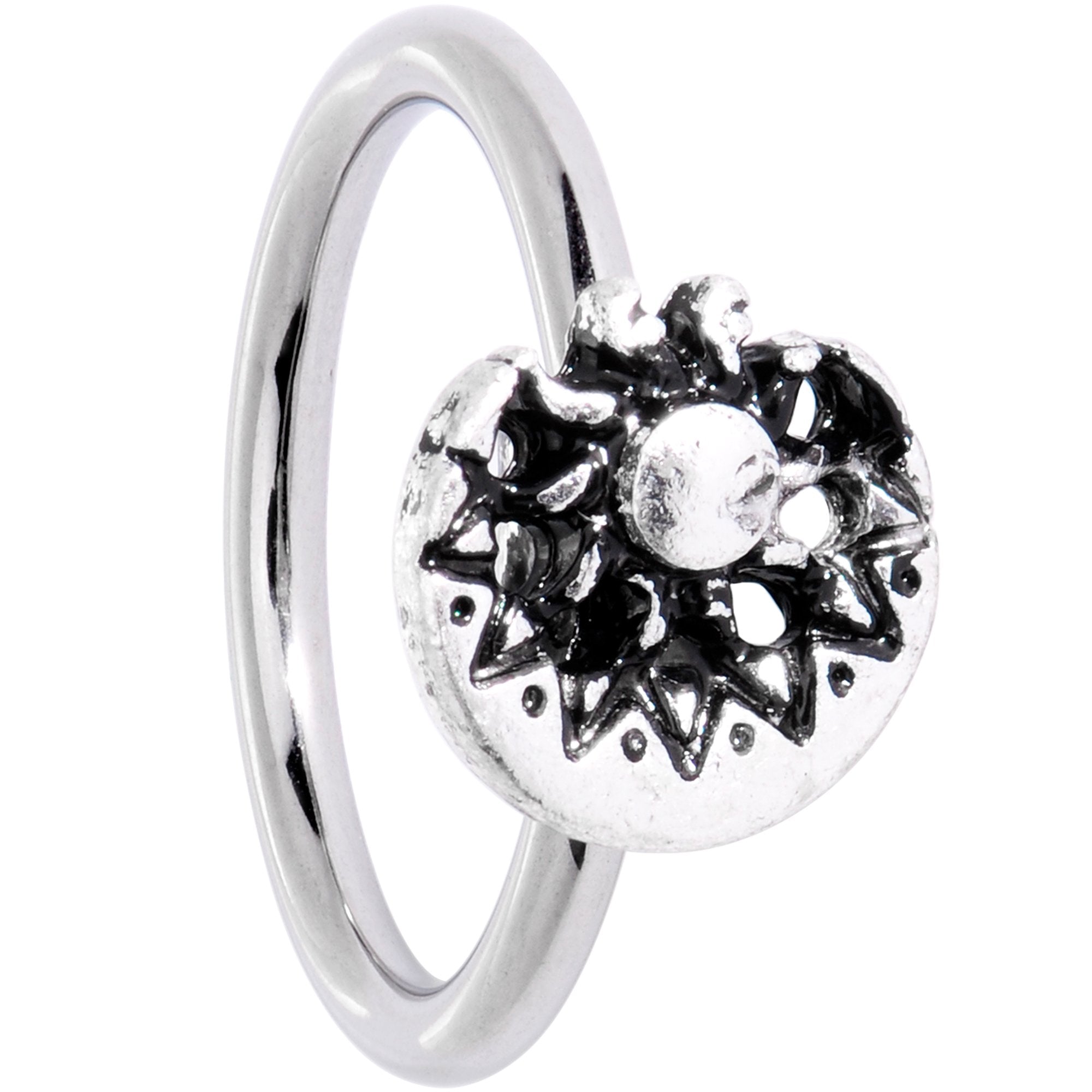16G 3/8 Moon Cradling the Sun BCR Captive Ring