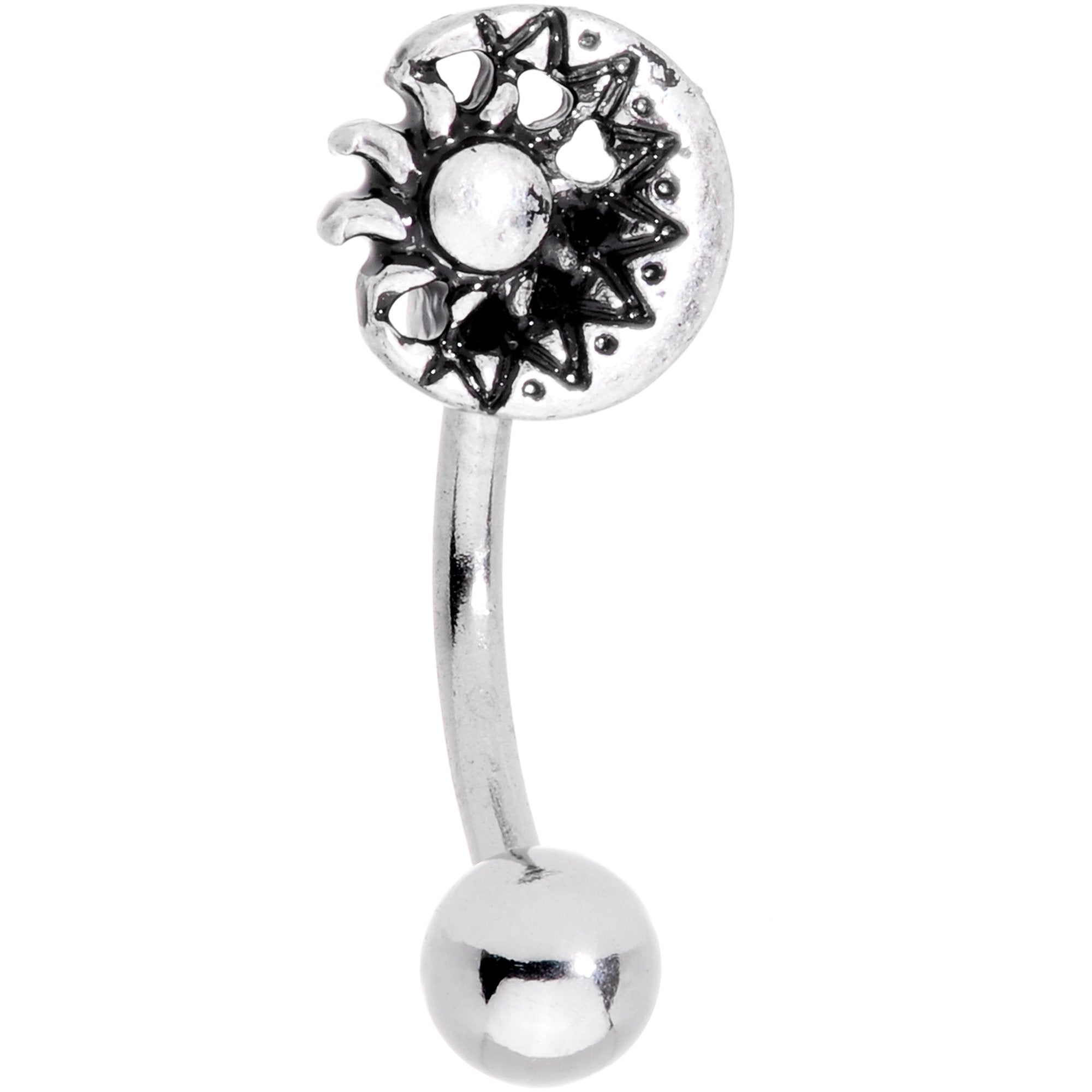 16G 5/16 Celestial Sun and Moon Curved Eyebrow Ring
