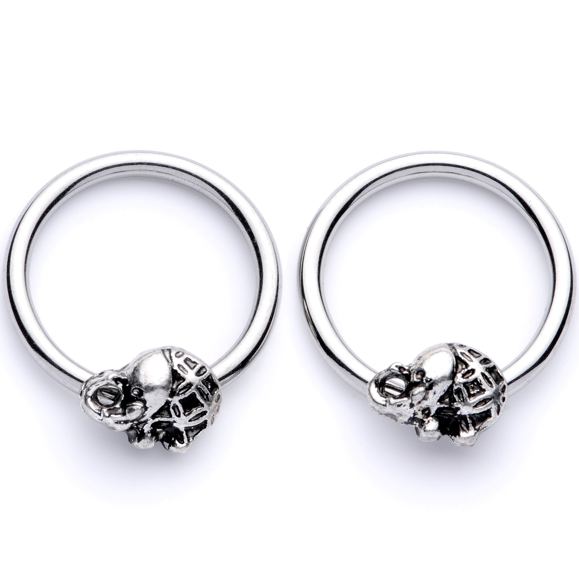 14G 5/8 Elephant BCR Captive Nipple Ring Set