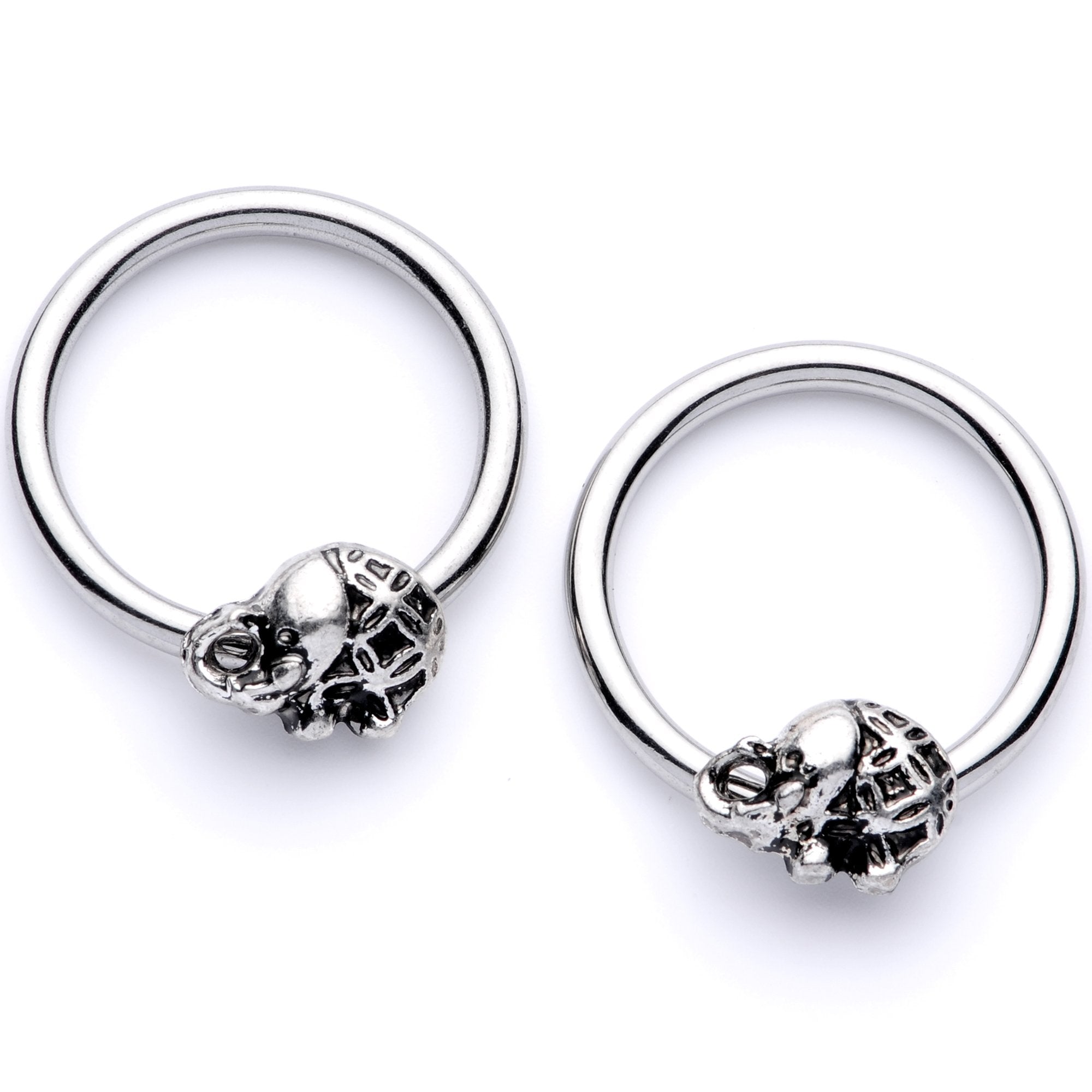 14G 5/8 Elephant BCR Captive Nipple Ring Set