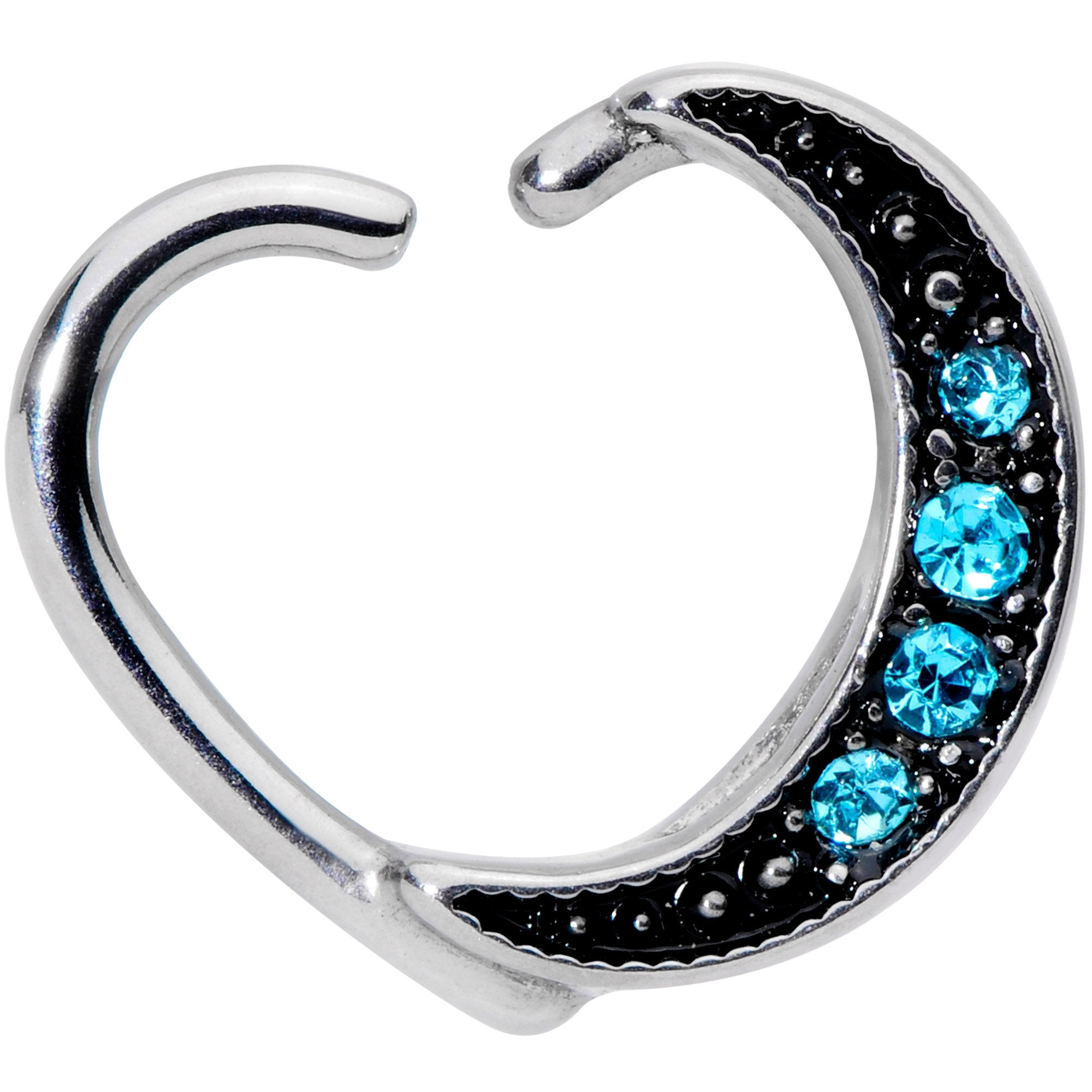16G 3/8 Blue Gem Open Left Heart Closure Ring