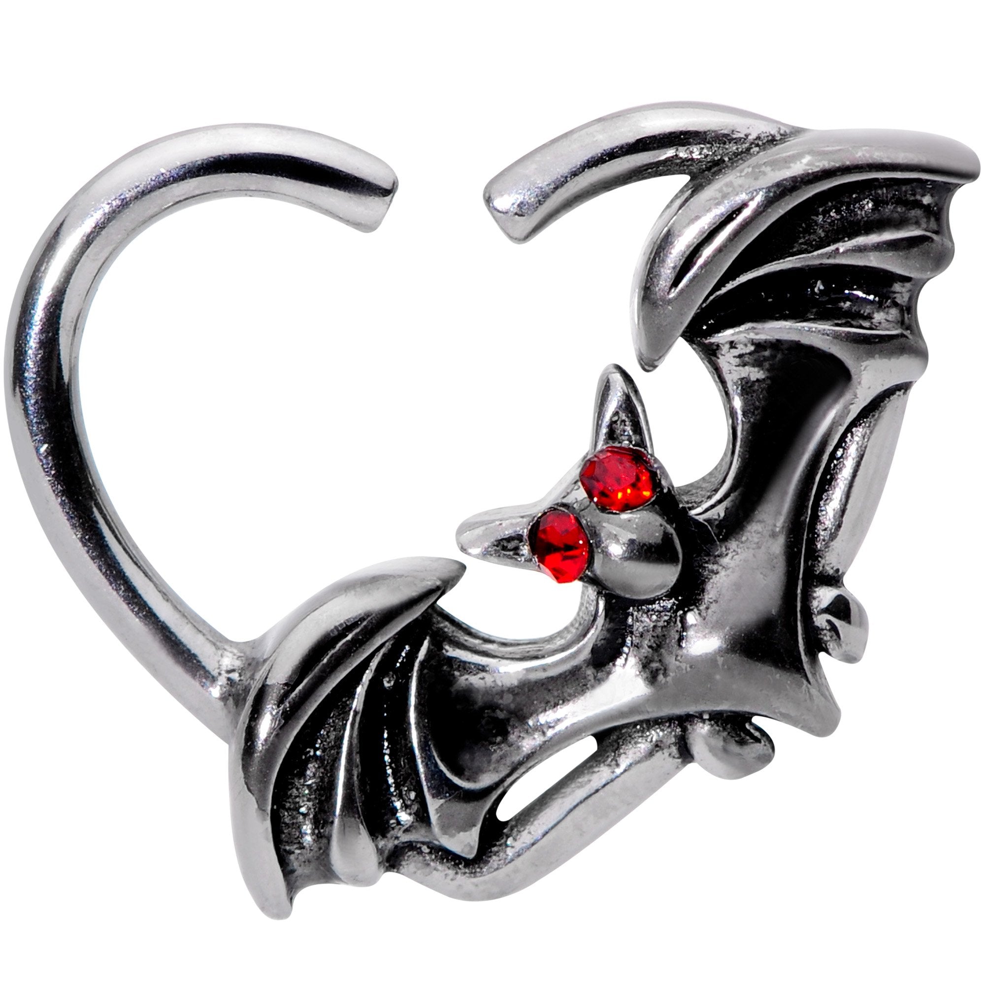 16G 3/8 Red Gem Bat Attractions Left Heart Closure Ring