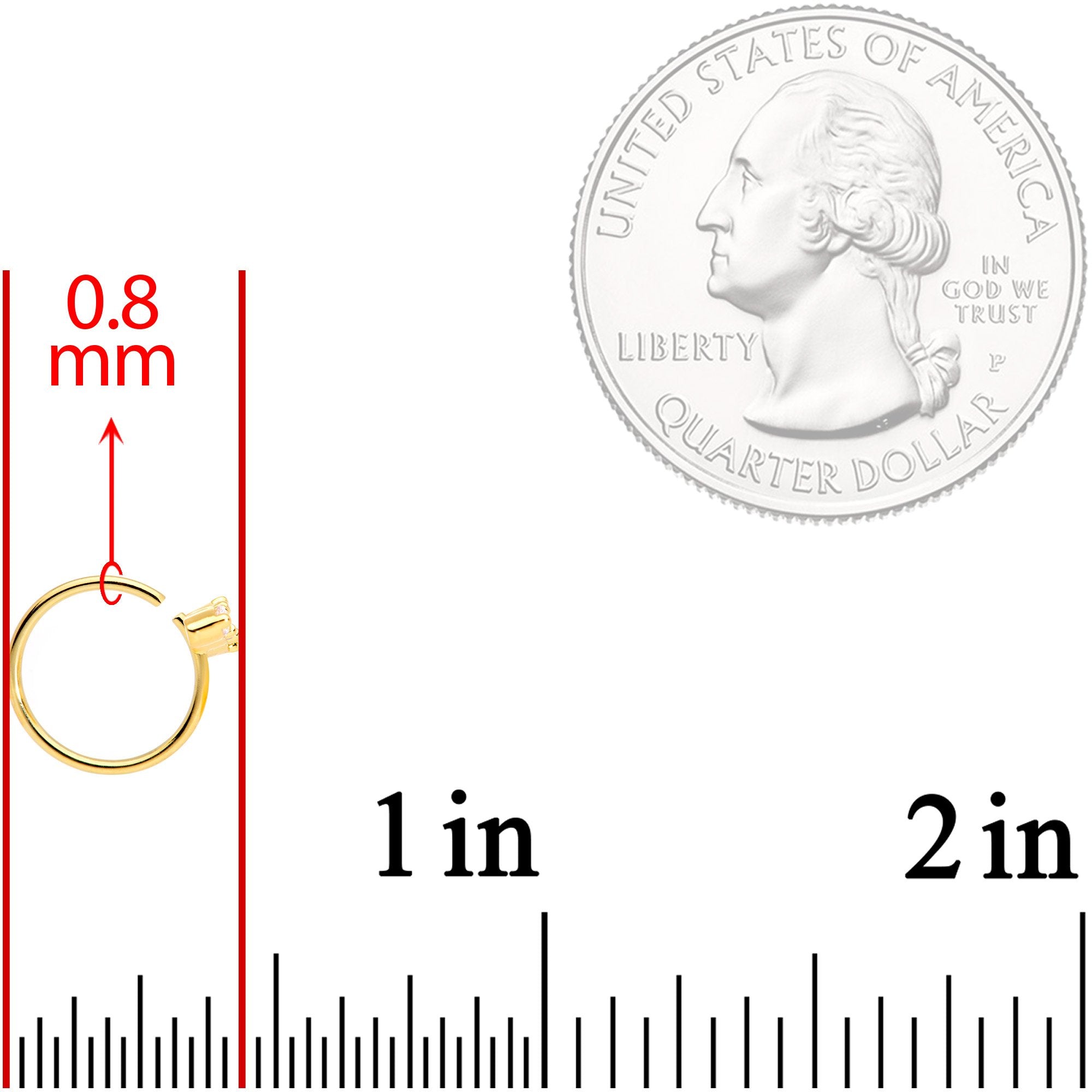 20G 5/16 Clear CZ Gem Trio Gold Tone Seamless Circular Ring