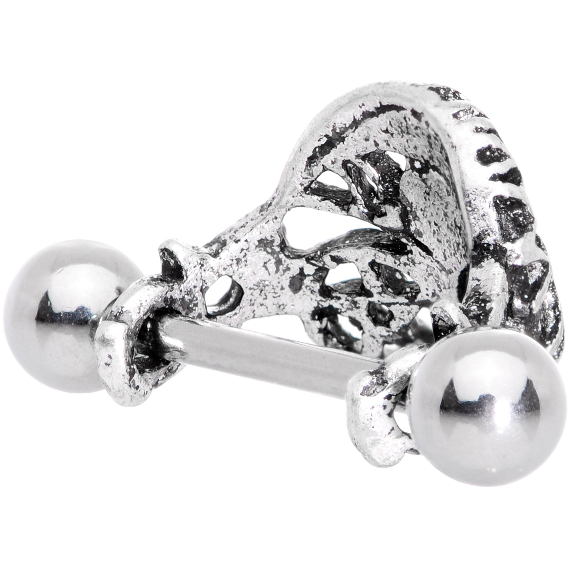 16G 1/2 White Synthetic Opal Pentagram Tree Cartilage Cuff