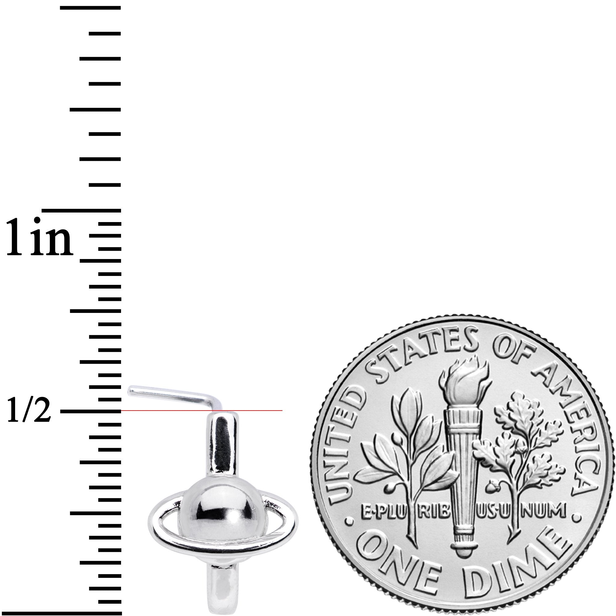 20G Ring of Saturn Faux Hoop L Shaped Nose Ring