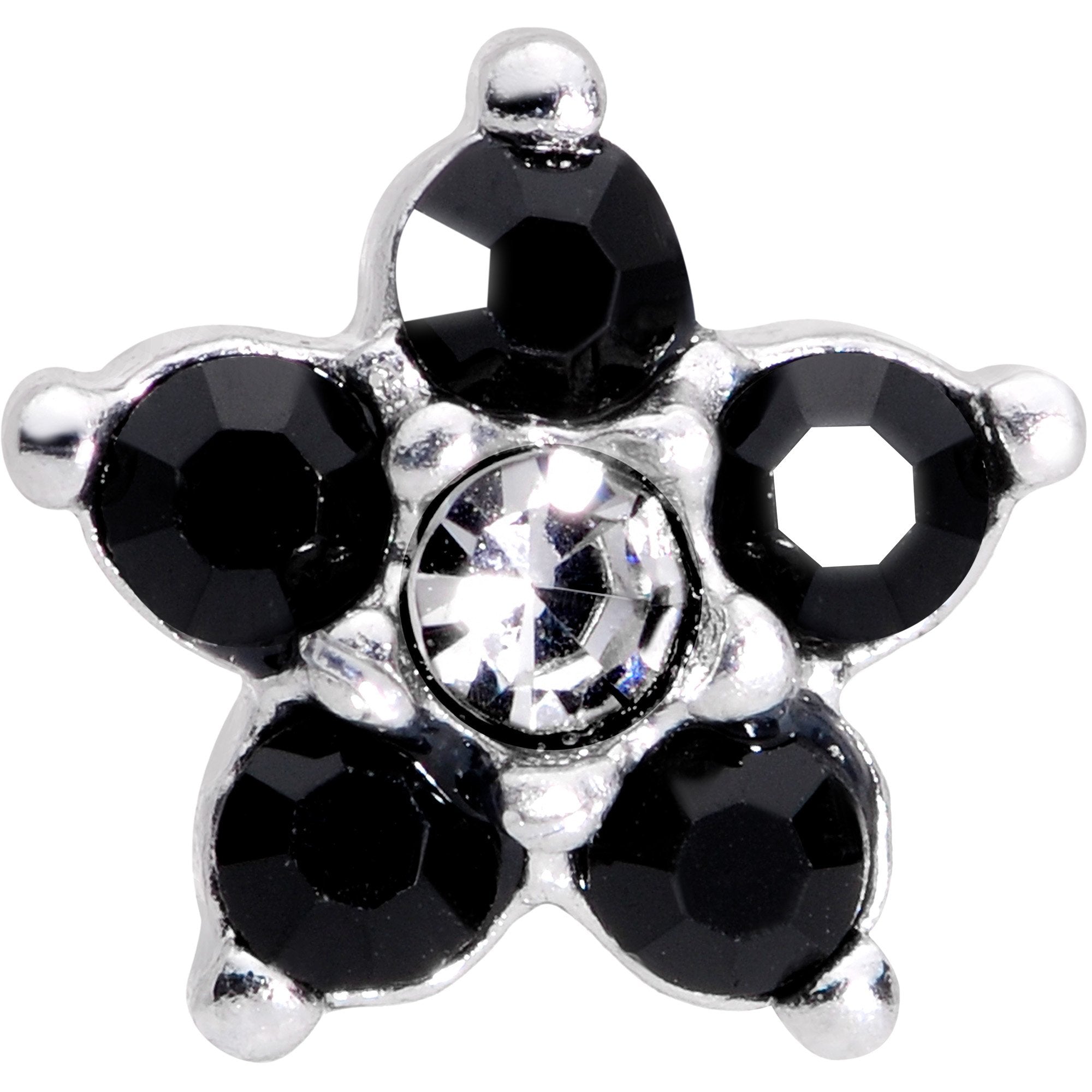 16G 5/16 CZ Gem Black Gem Flower Internally Threaded Labret