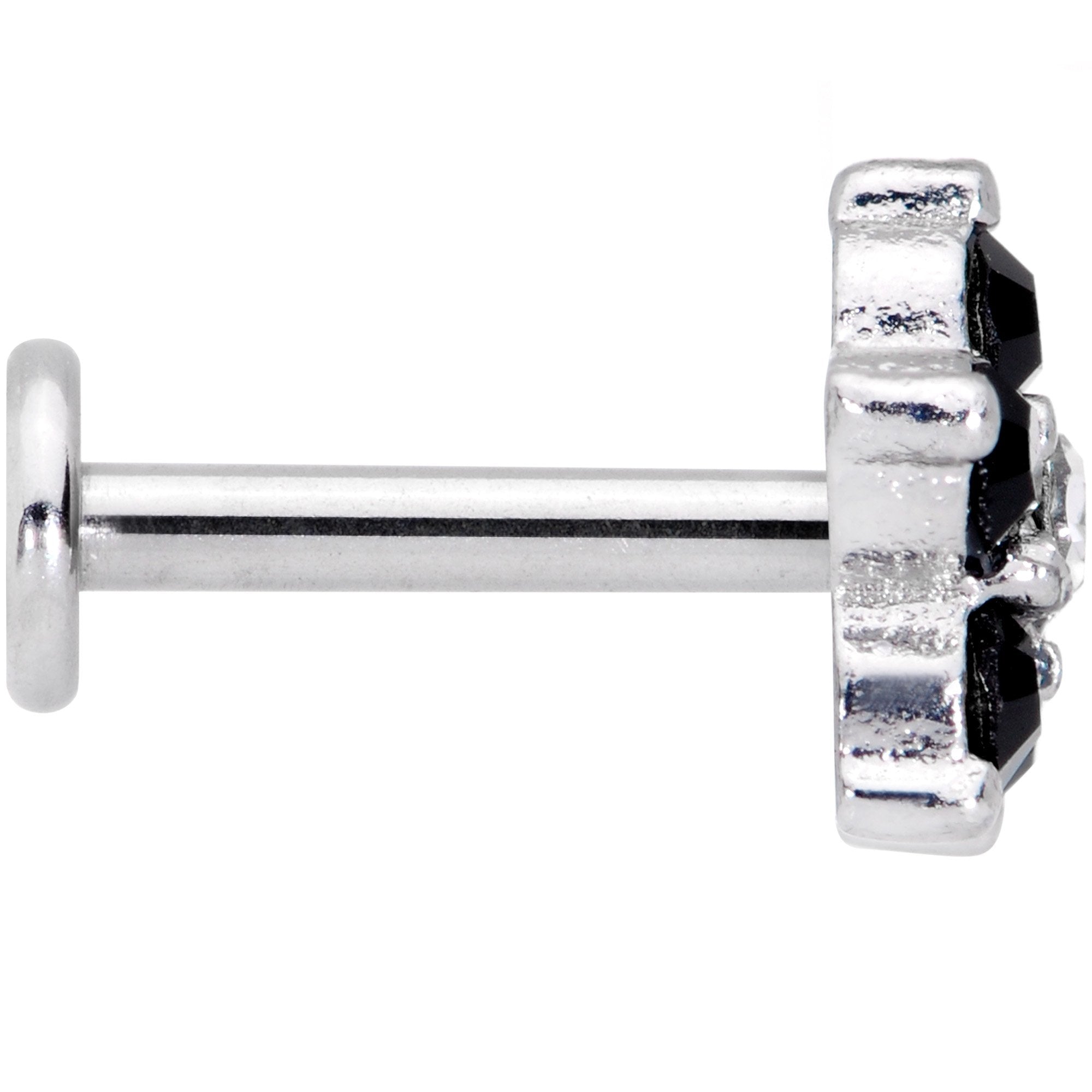 16G 5/16 CZ Gem Black Gem Flower Internally Threaded Labret