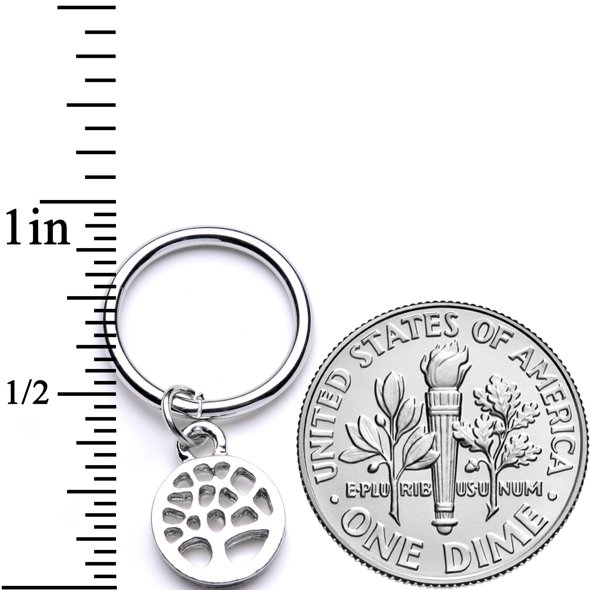16G 3/8 Tree of Life Dangle Hinged Segment Ring