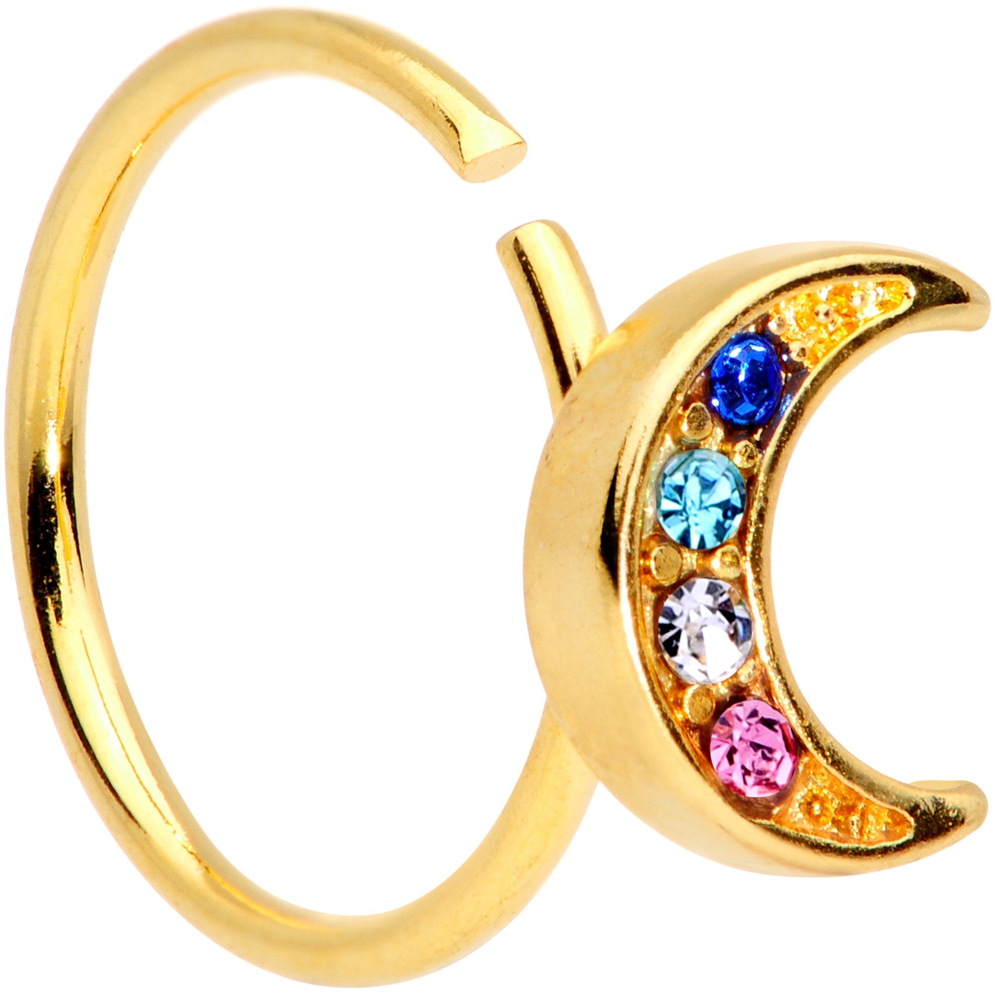 20G 5/16 Gold Tone Crescent Moon Seamless Circular Ring