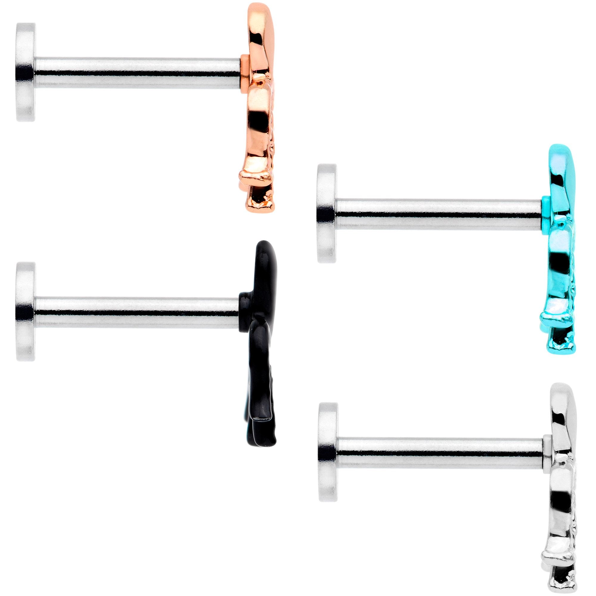 16G 5/16 Multicolor Internally Threaded Octopus Labret Set of 4