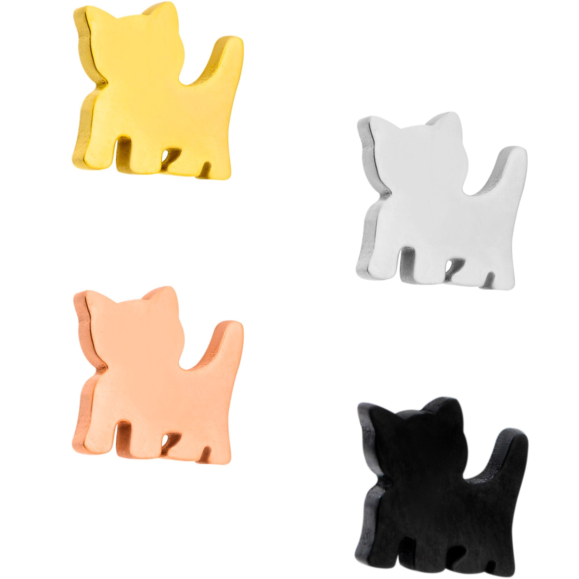 16G 5/16 Multicolor Internally Threaded Kitty Cat Labret Set of 4