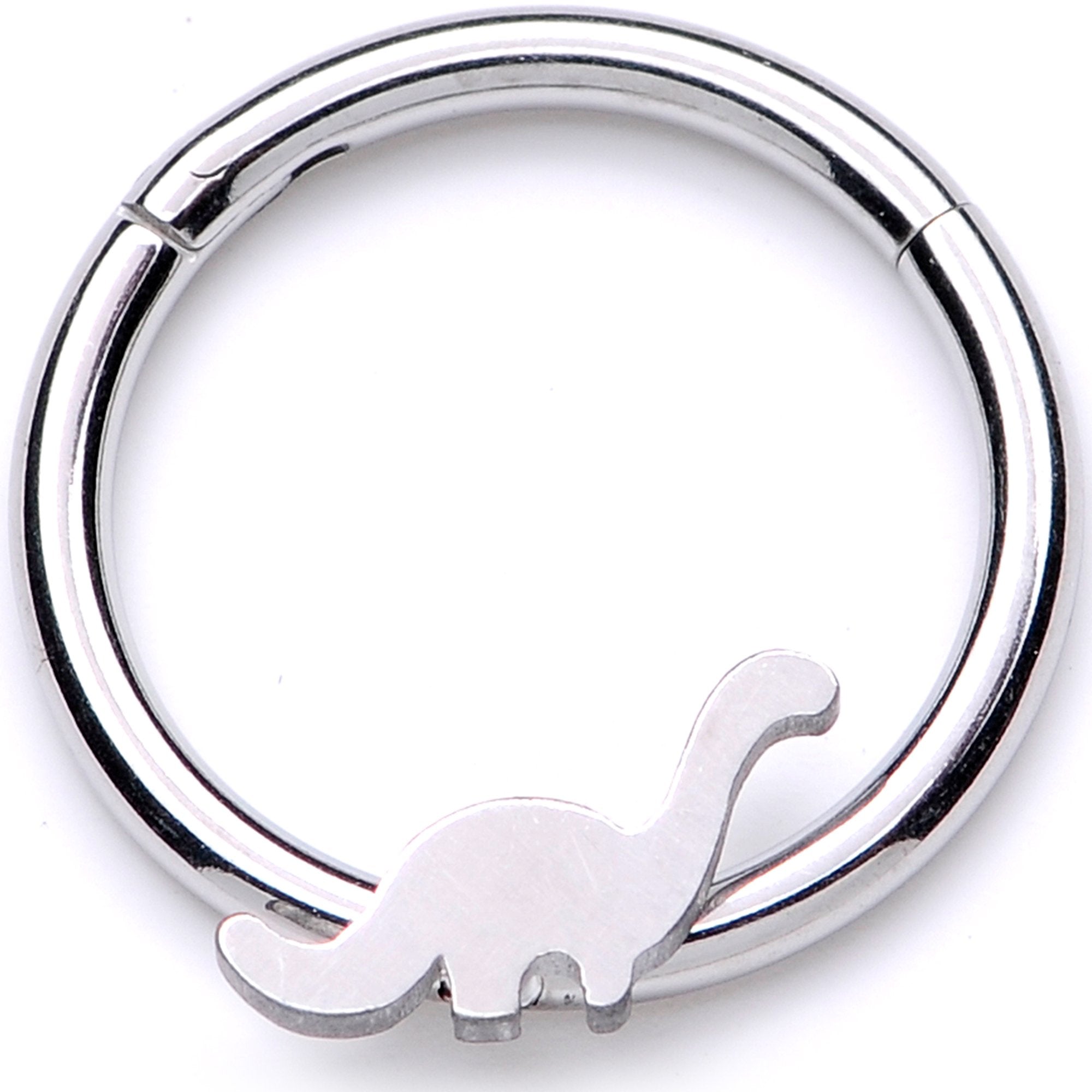 16G 3/8 Itty Bitty Brontosaurus Dinosaur Hinged Segment Ring