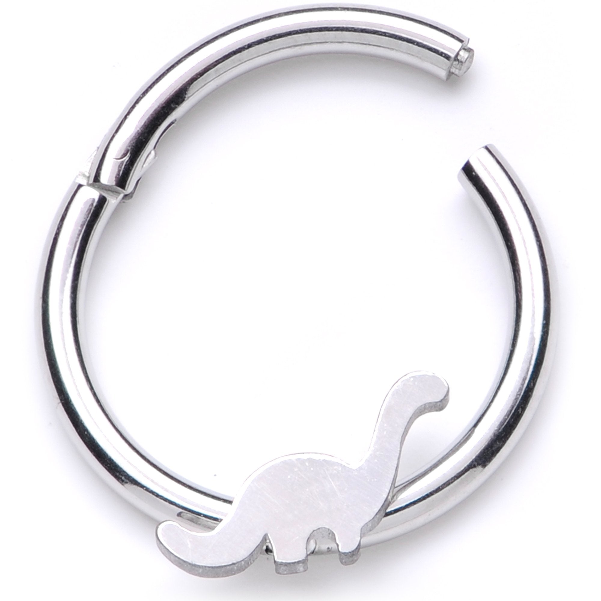 16G 3/8 Itty Bitty Brontosaurus Dinosaur Hinged Segment Ring