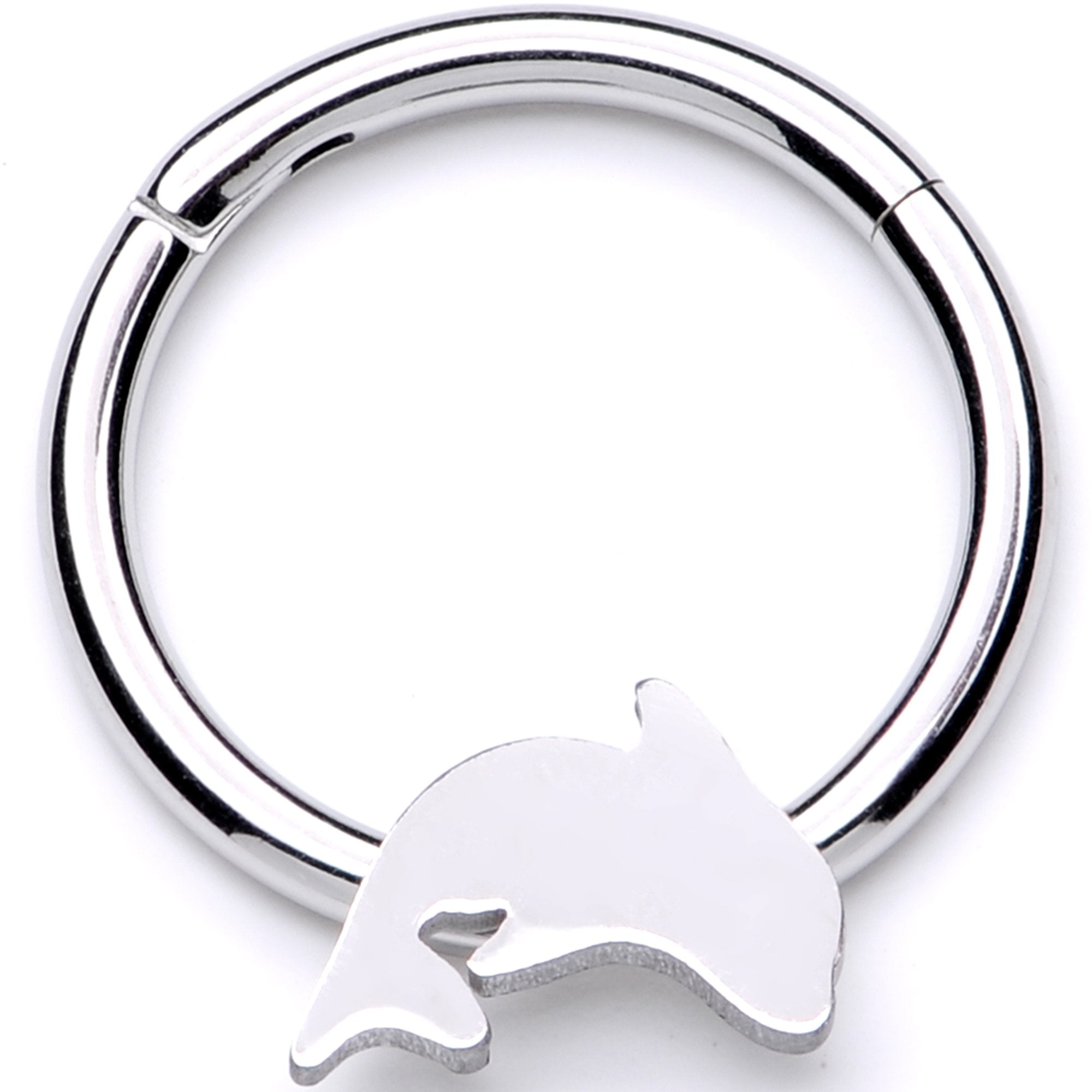 16G 3/8 Leaping Dolphin Hinged Segment Ring