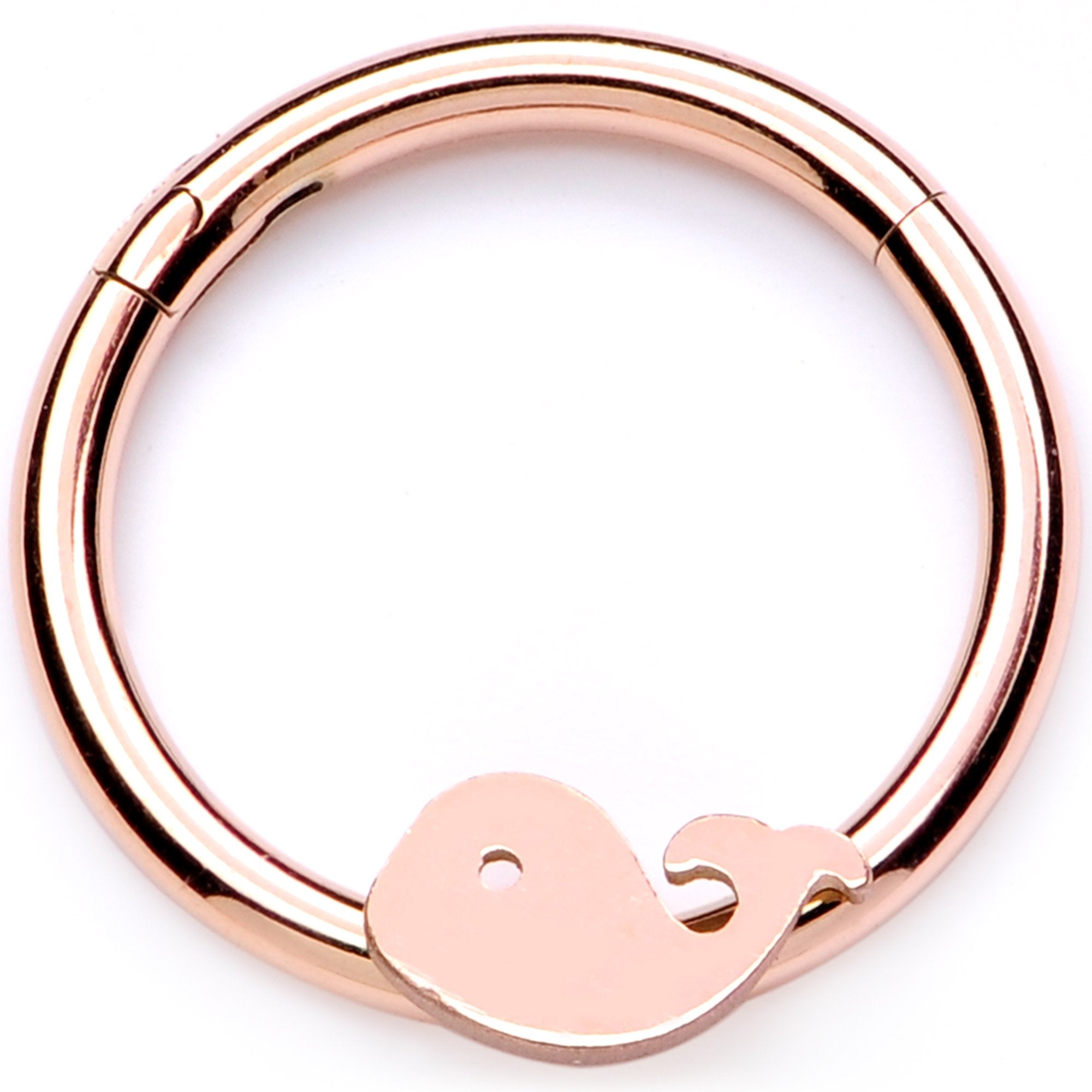 16G 3/8 Rose Gold Whale of a Hinged Segment Ring
