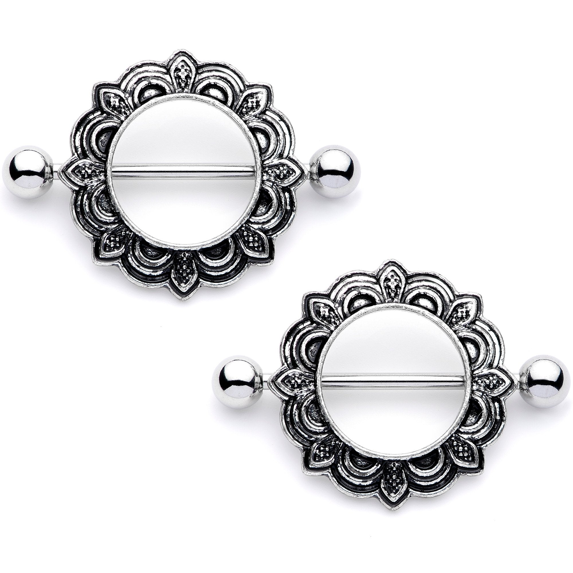 14G 9/16 Art Nouveau Style Nipple Shield Set