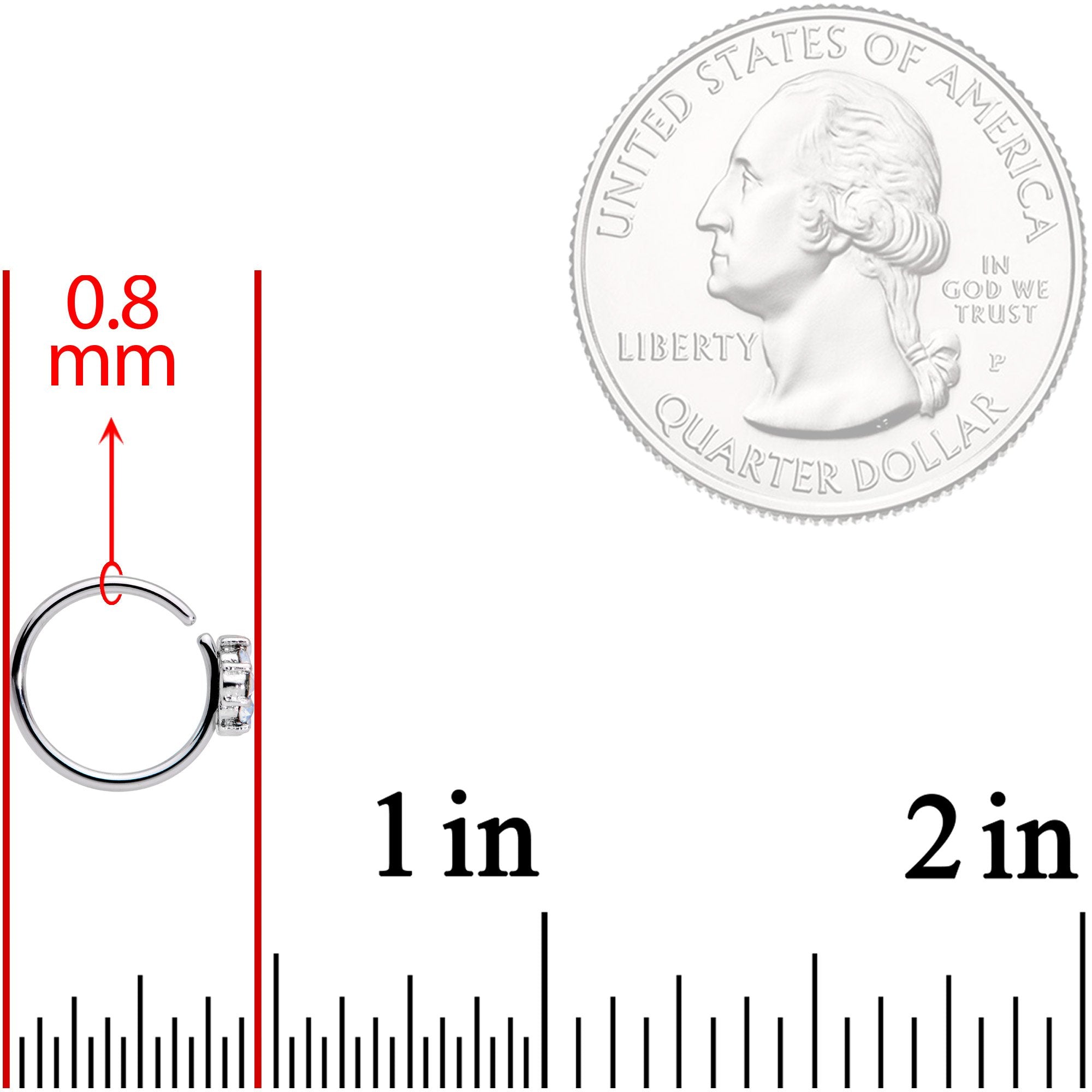 20G 5/16 Blue White Faux Opal Cross Seamless Circular Ring