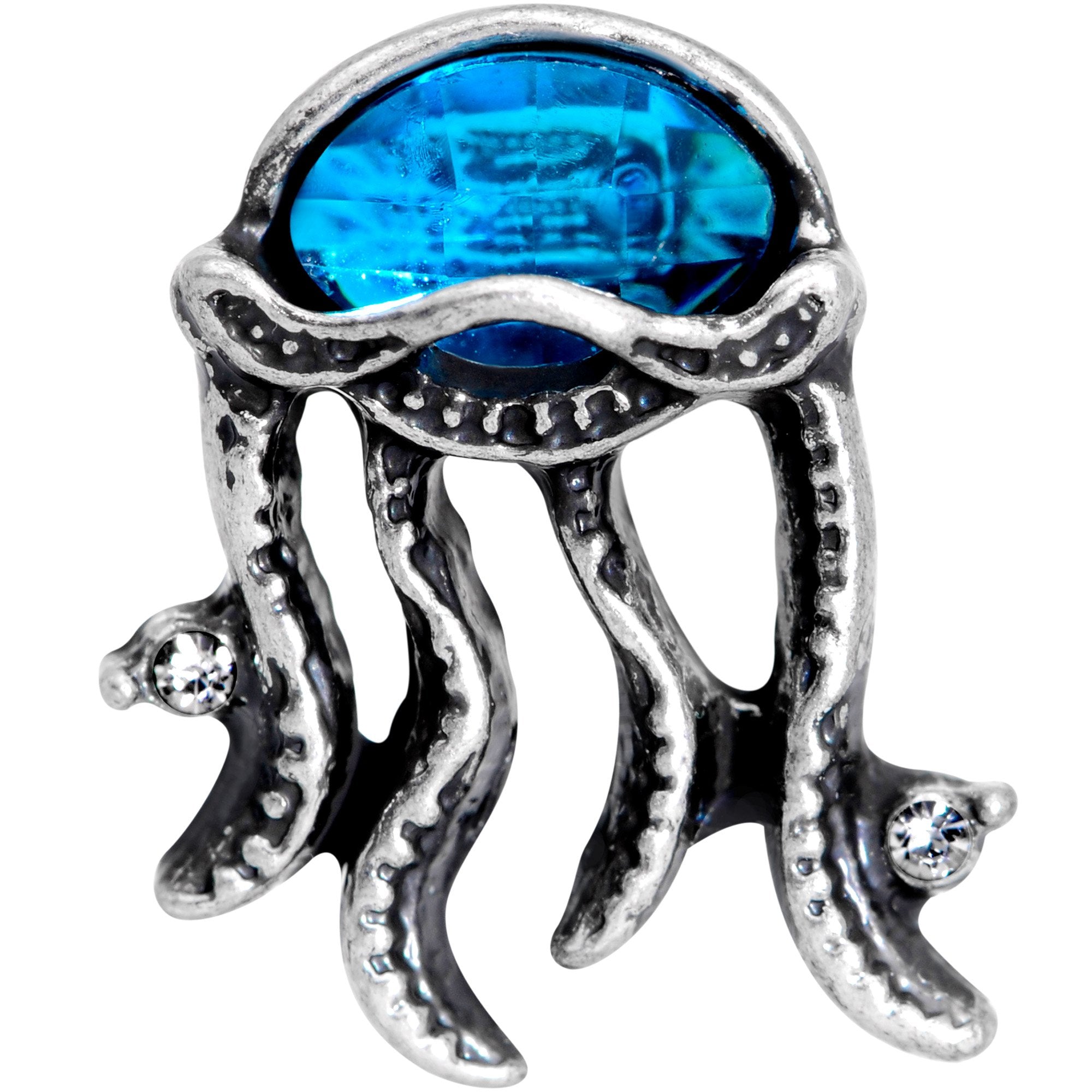 16G 1/4 Aqua Gem Jaunty Jellyfish Cartilage Tragus Earring