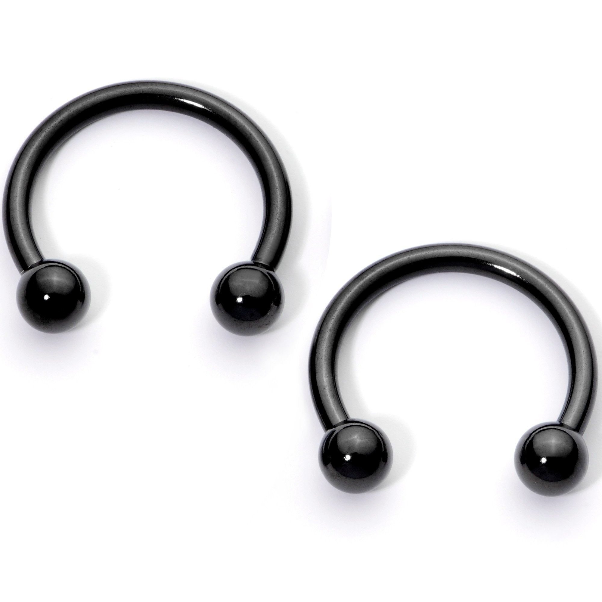 14G 9/16 1/2 Black Moon Star Horseshoe Barbell Nipple Ring Set