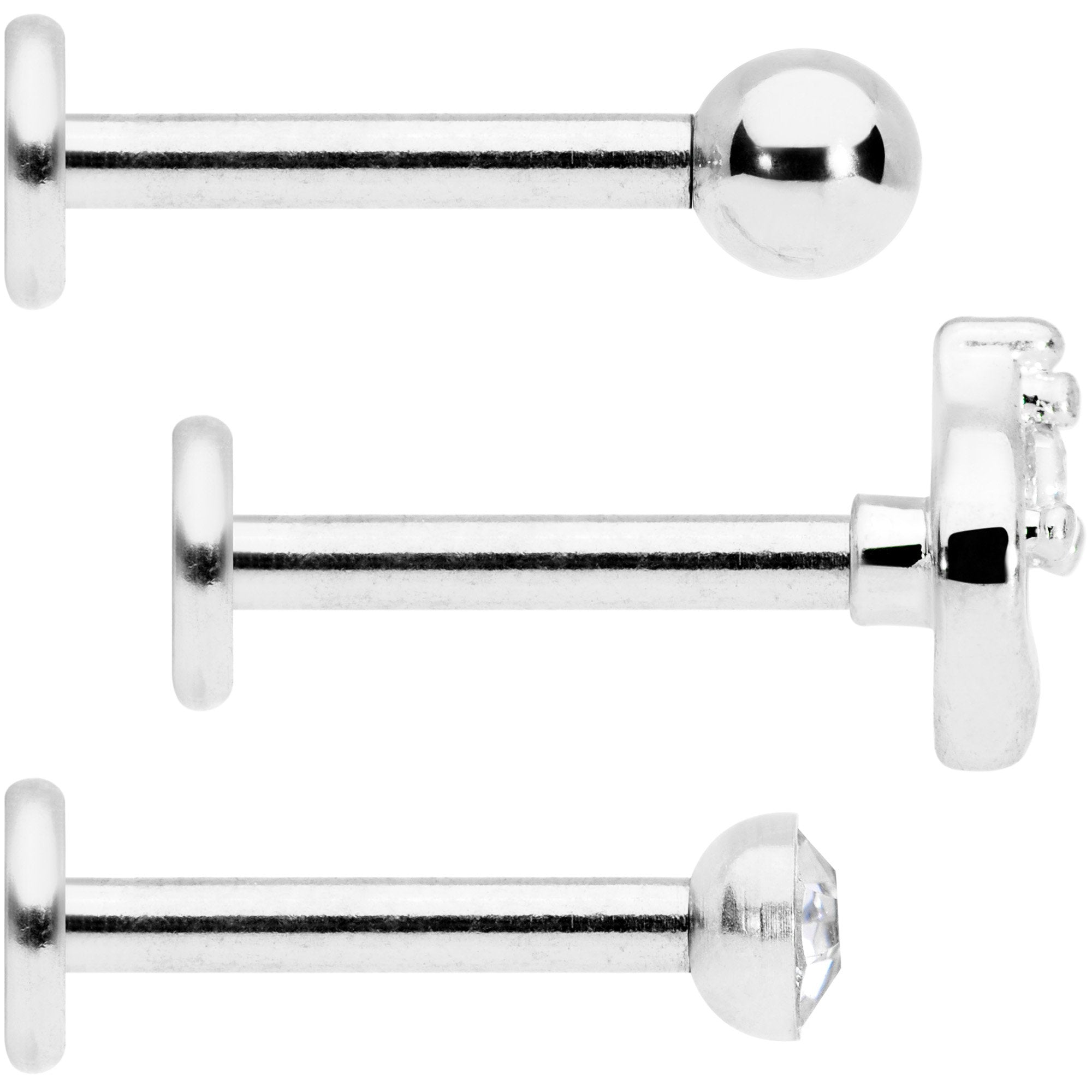 16G 5/16 Clear Gem Internally Threaded Labret Set