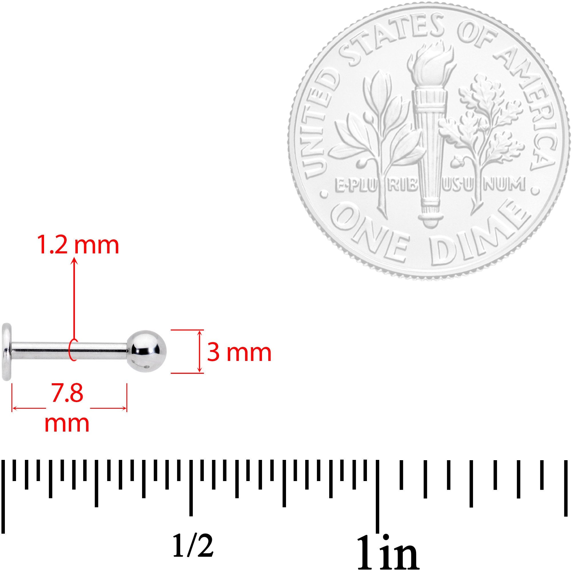 16G Pink Gem Flower Internally Threaded Labret Set of 3