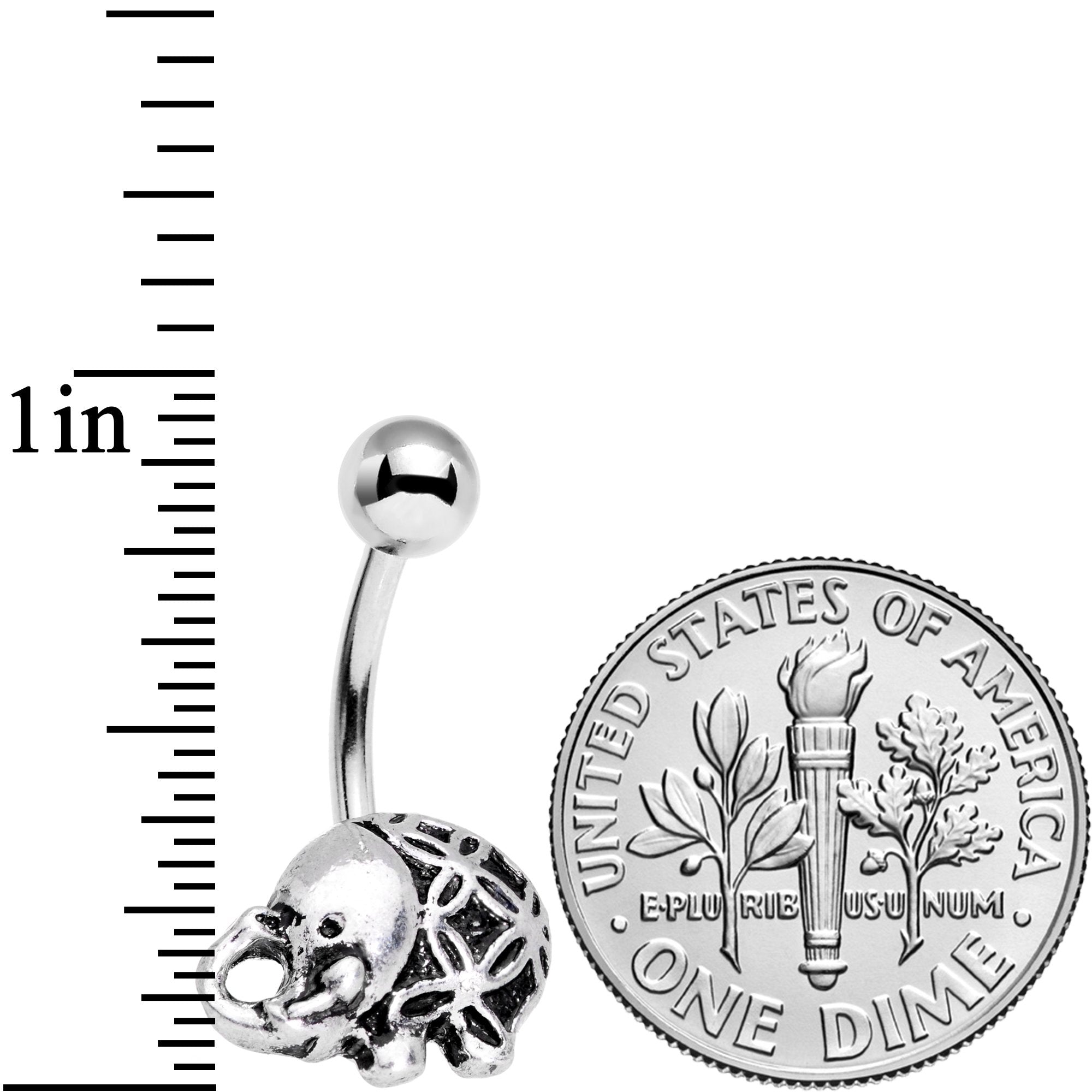 Whimsical Round Antique Elephant Belly Ring