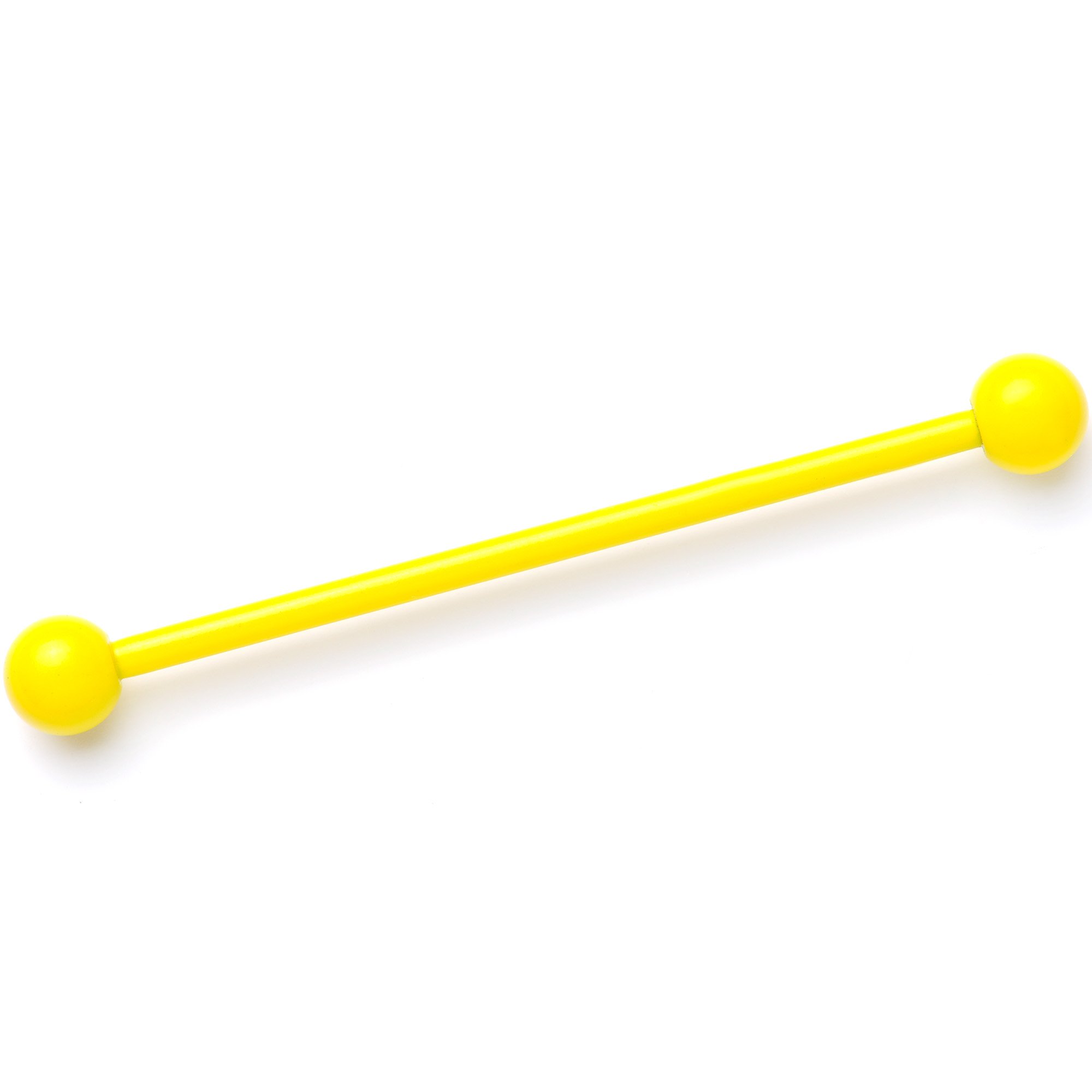 14G Yellow Coated Glow in the Dark Industrial Barbell 38mm