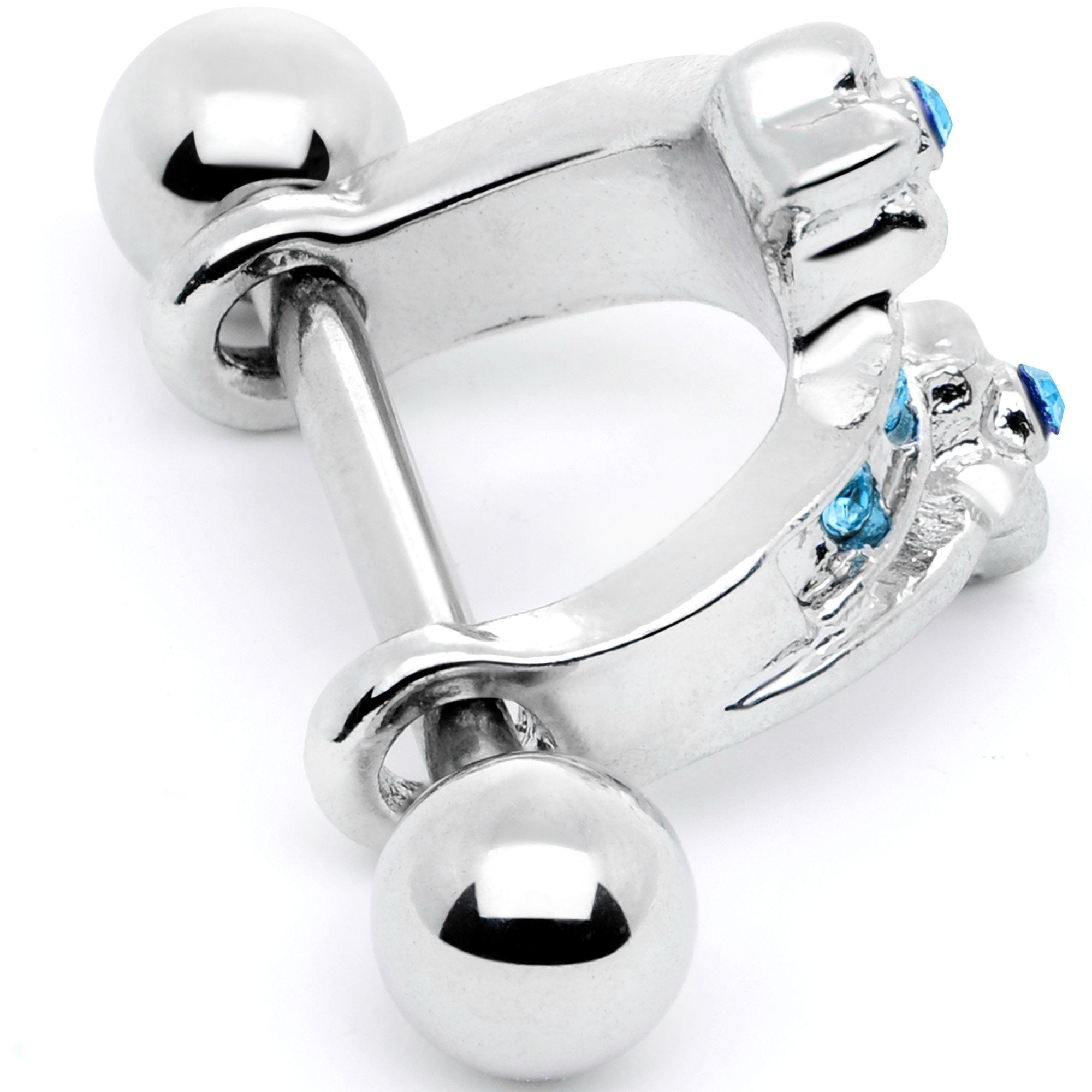 16G 1/2 Blue Gem Cross Crown Cartilage Cuff