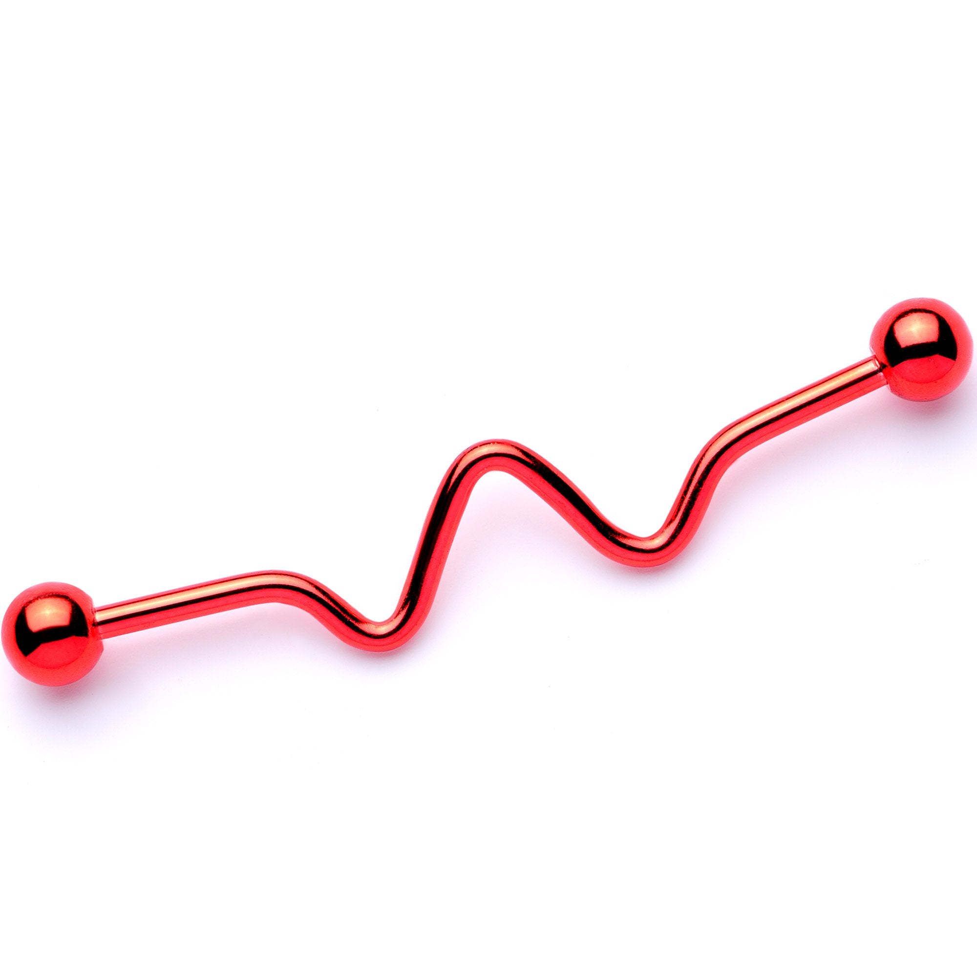 14G Red Anodized Pulse Wave Industrial Barbell 40mm