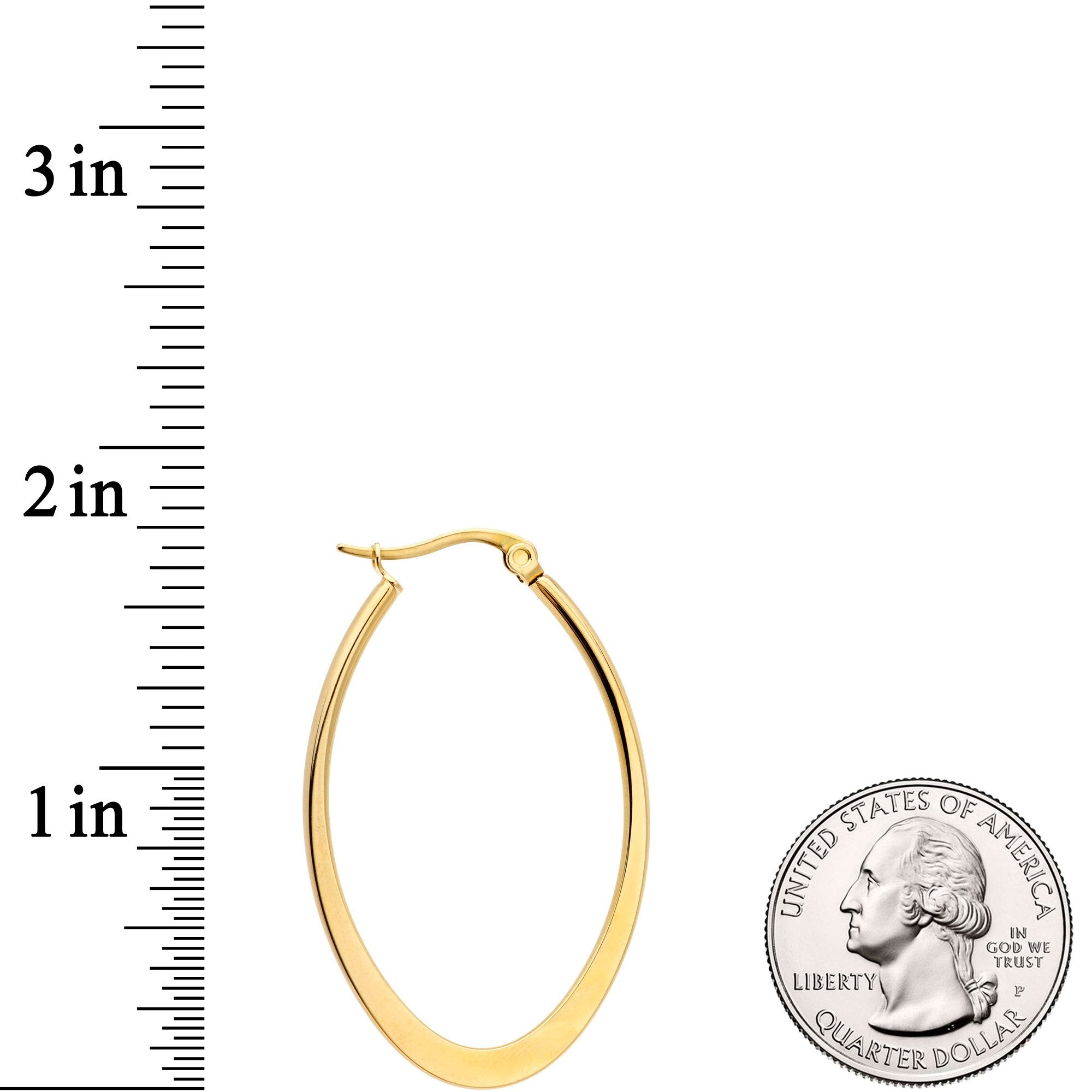 40mm Gold Tone PVD Stainless Steel Oval Hoop Earrings