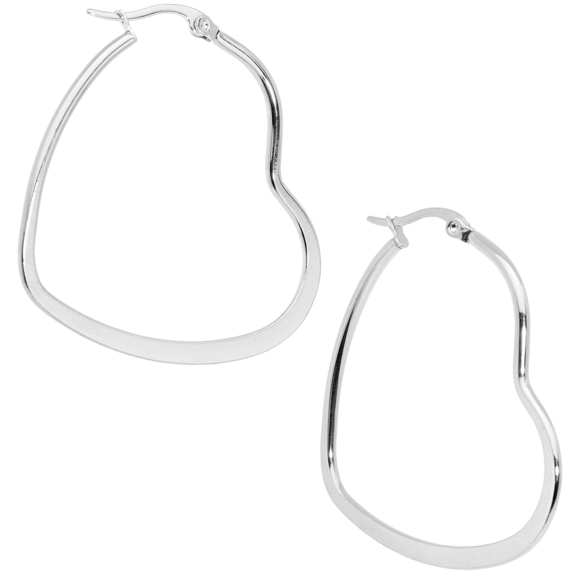 40mm Stainless Steel Heart Hoop Earrings