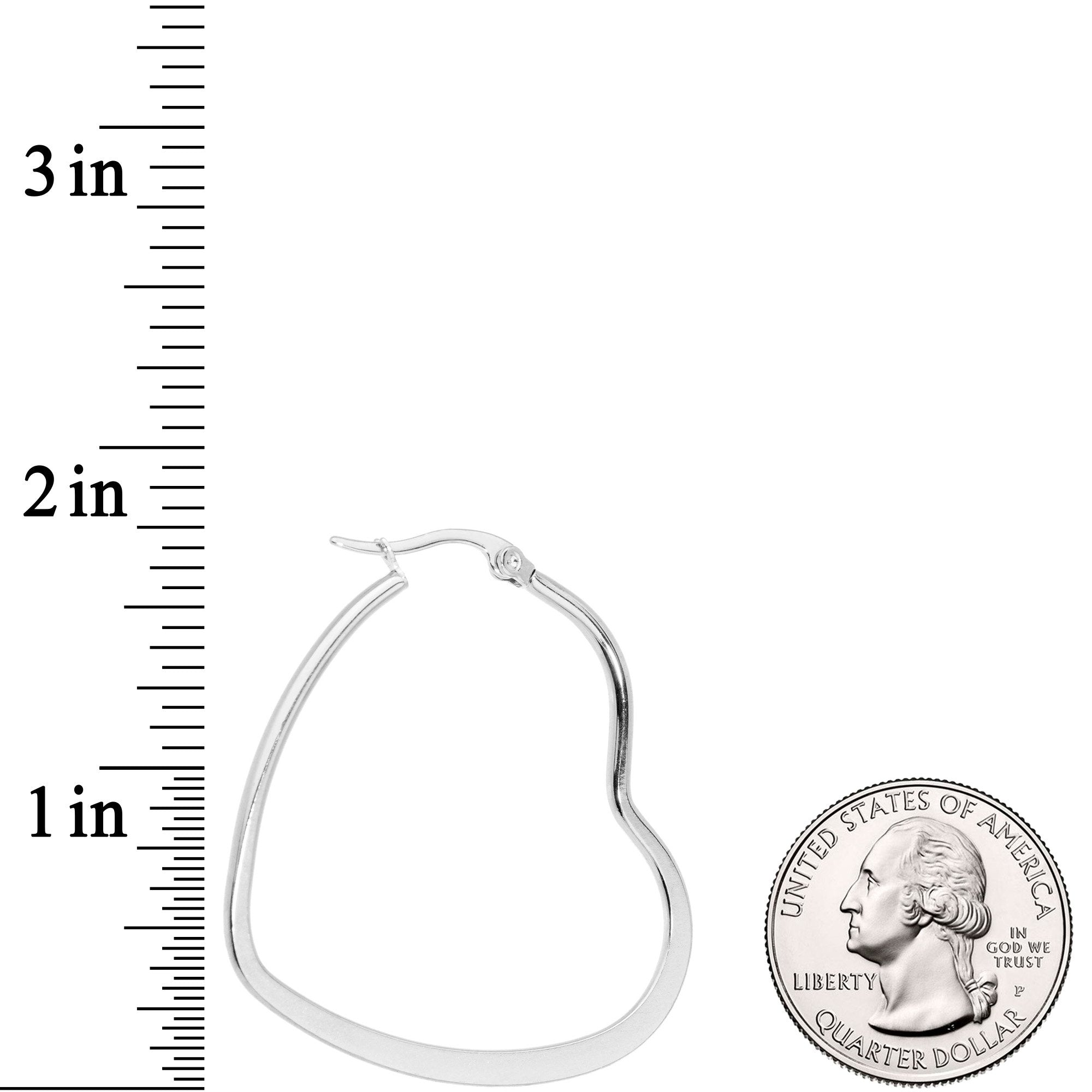 40mm Stainless Steel Heart Hoop Earrings