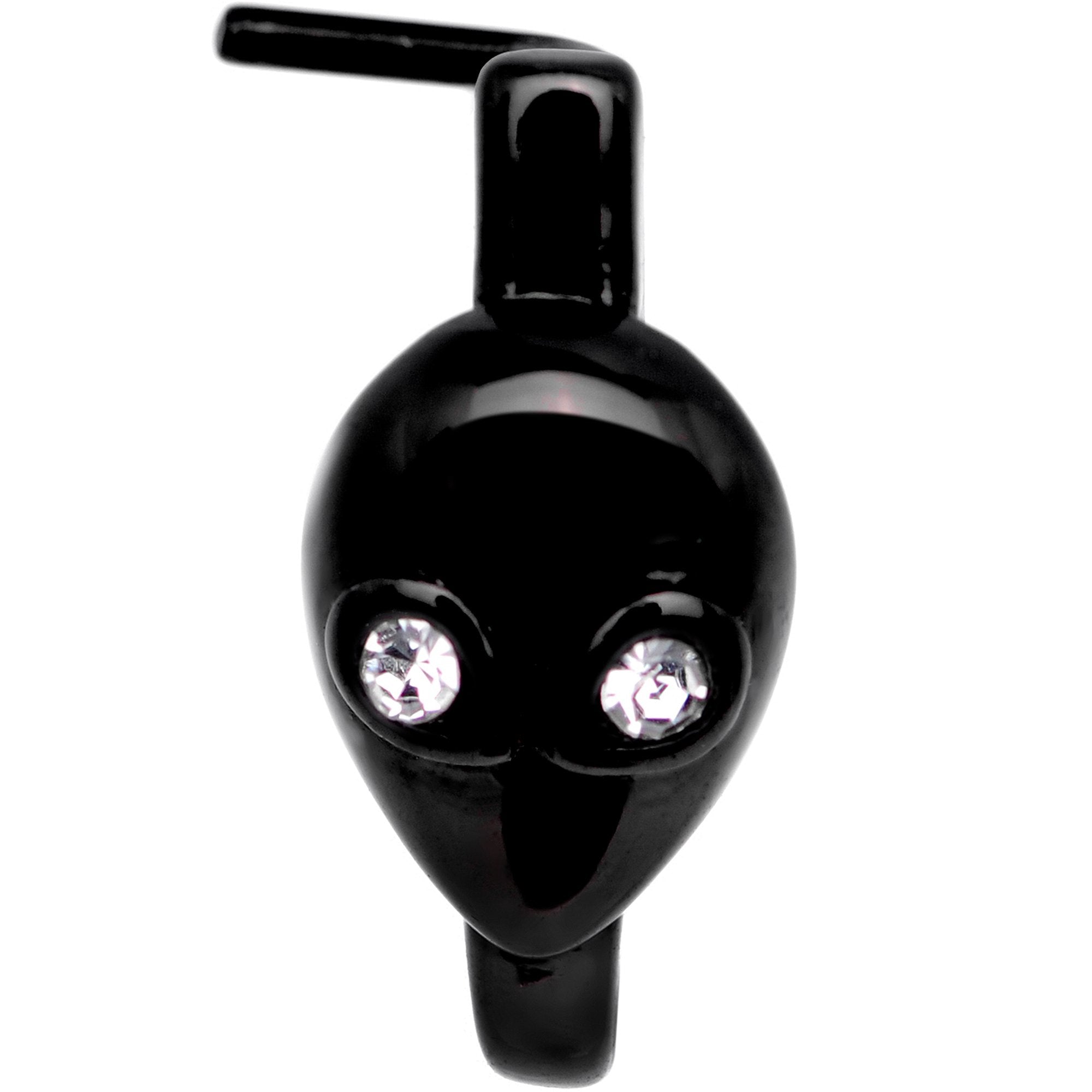 20G Clear Gem Black Alien Invader Faux Hoop L Shaped Nose Ring
