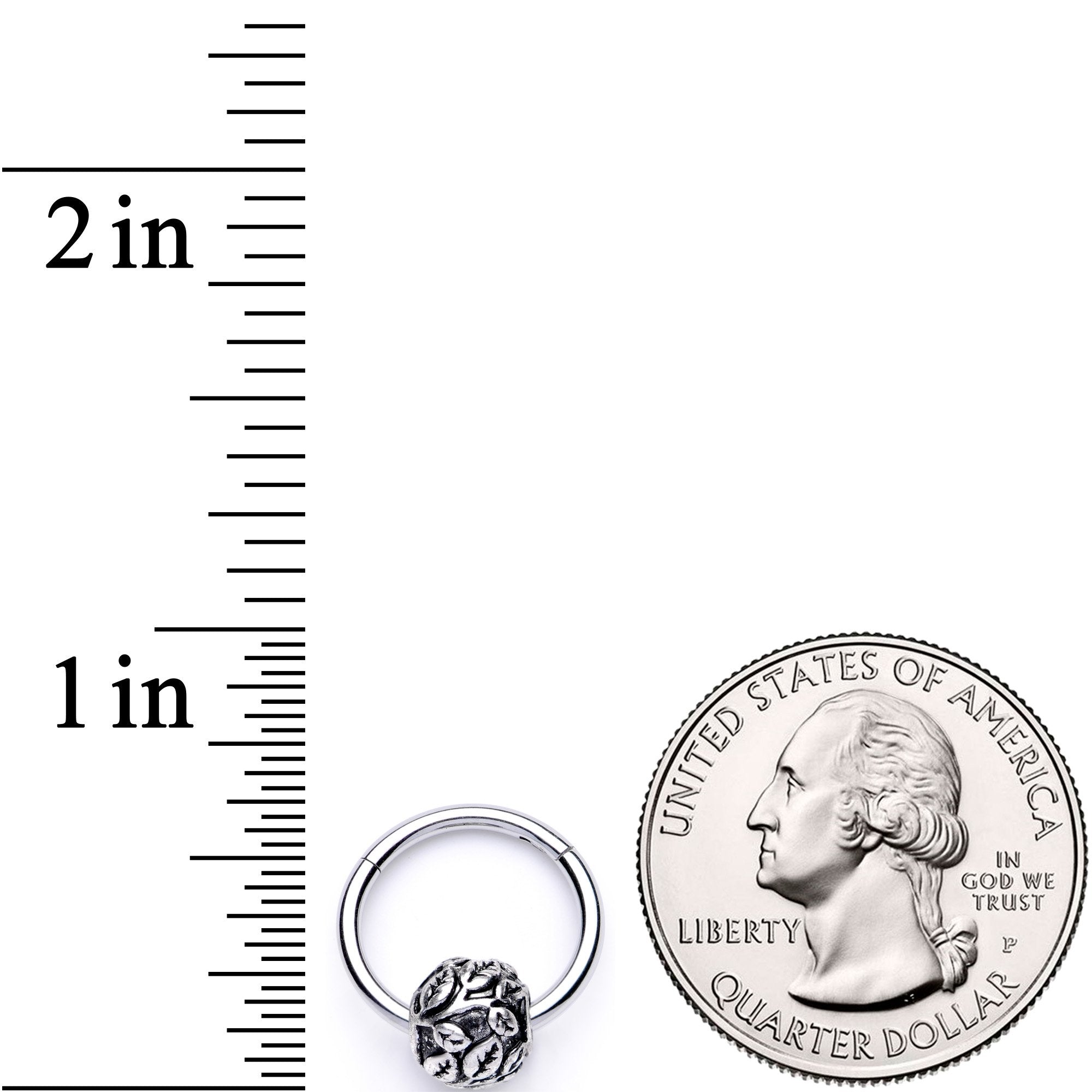 16G 3/8 Leaf Pattern Bead Hinged Segment Ring