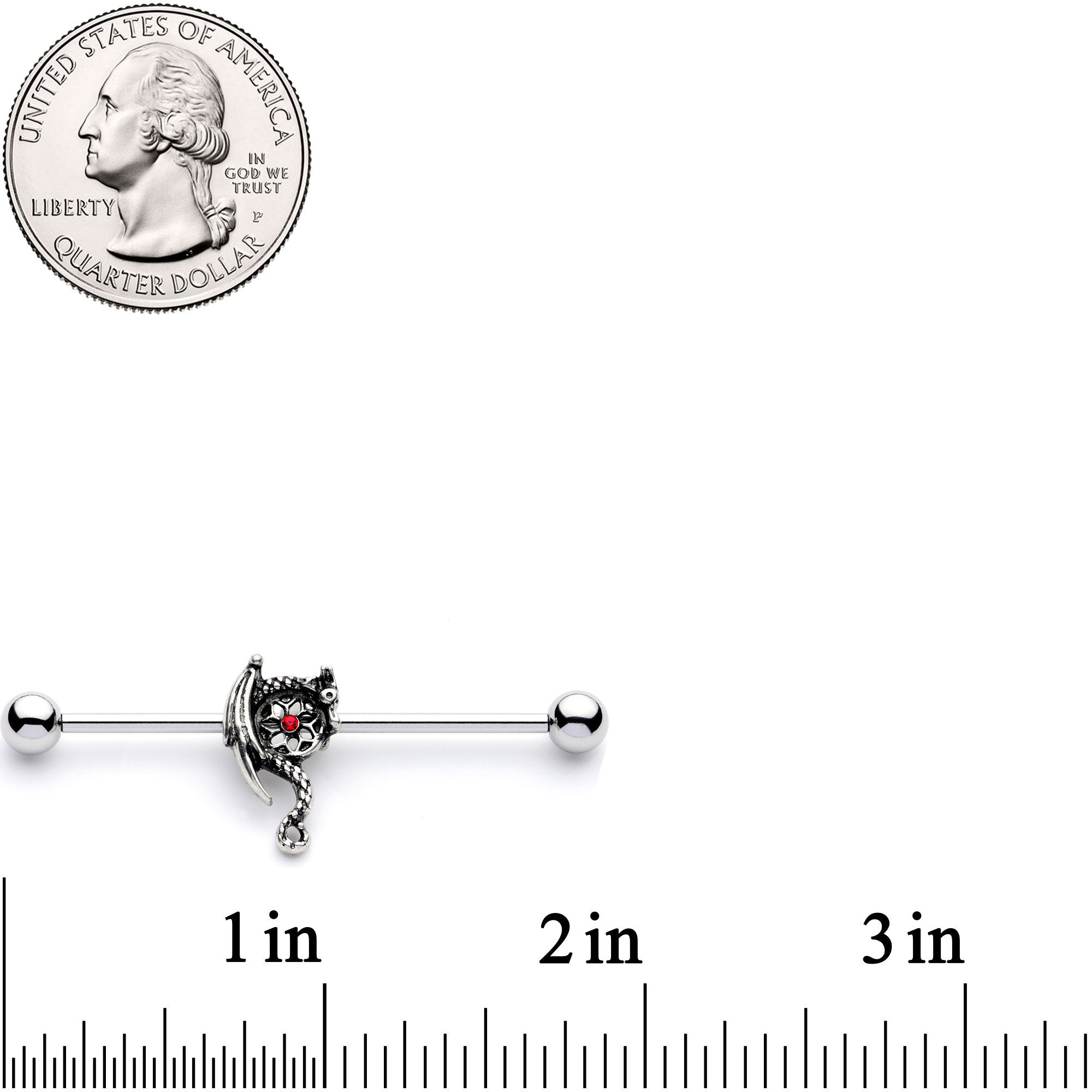 14G Red Gem Dragon Hoard Industrial Barbell 38mm