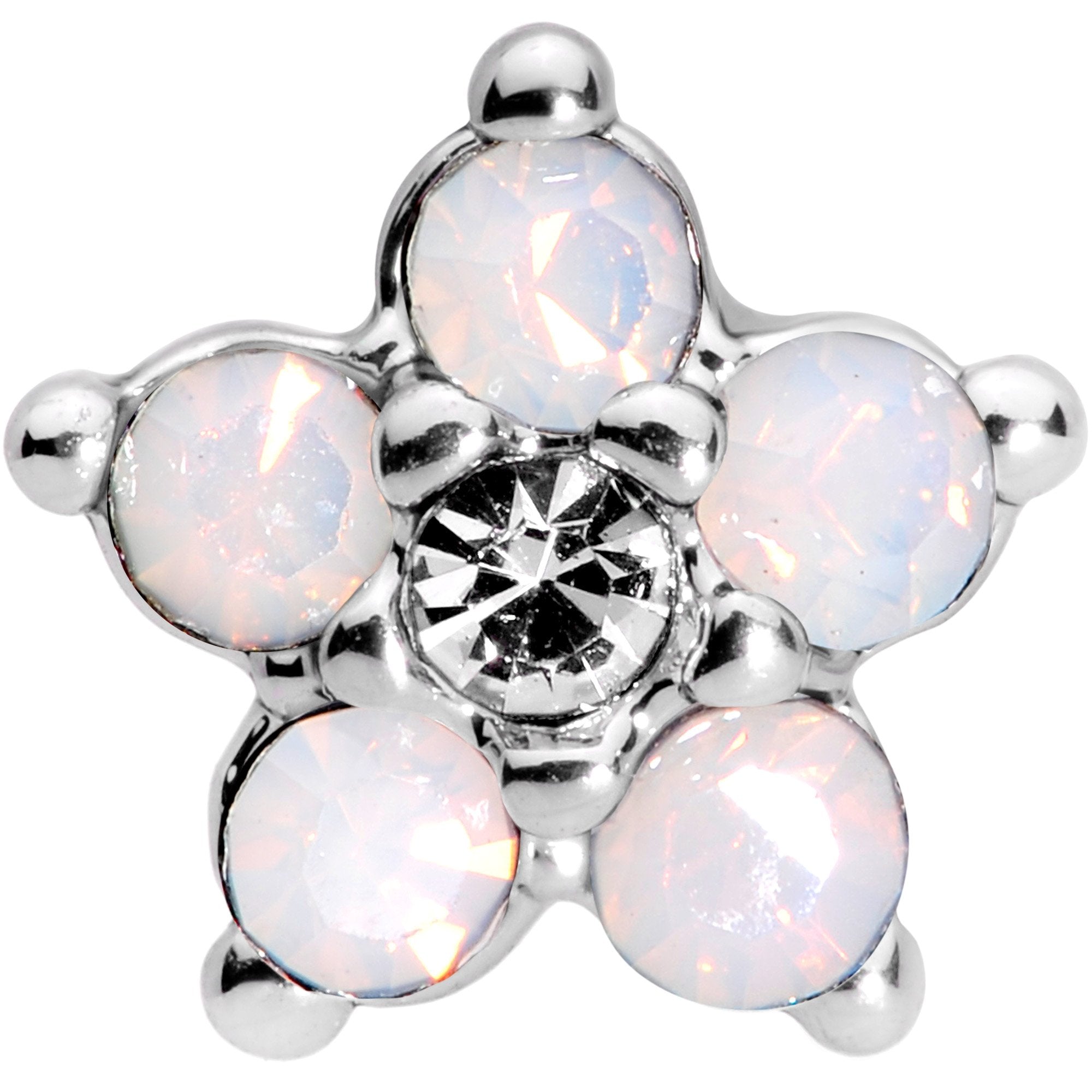 16G 5/16 White Faux Opal Internally Threaded Flower Labret