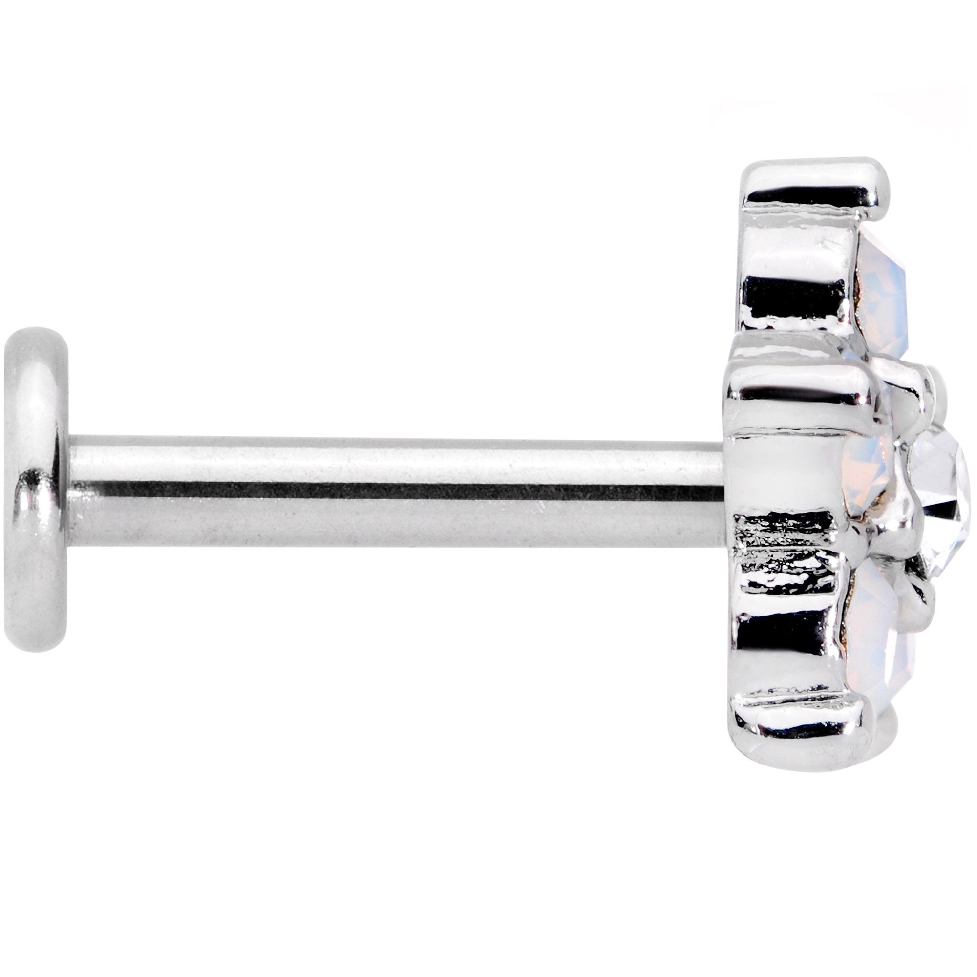 16G 5/16 White Faux Opal Internally Threaded Flower Labret