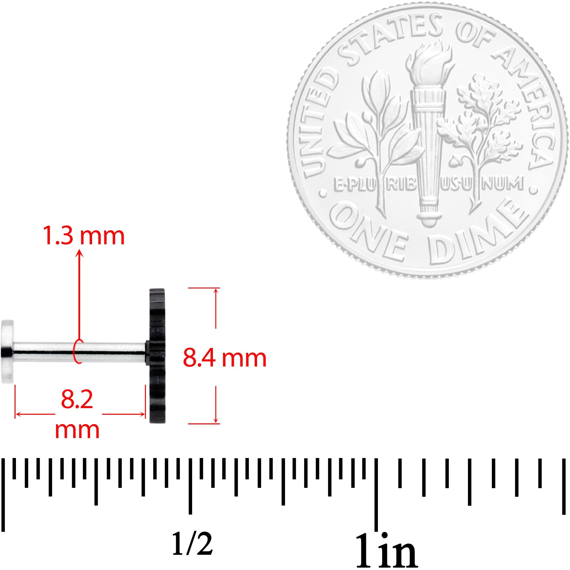 16G 5/16 Black Fantastic Dragon Internally Threaded Labret